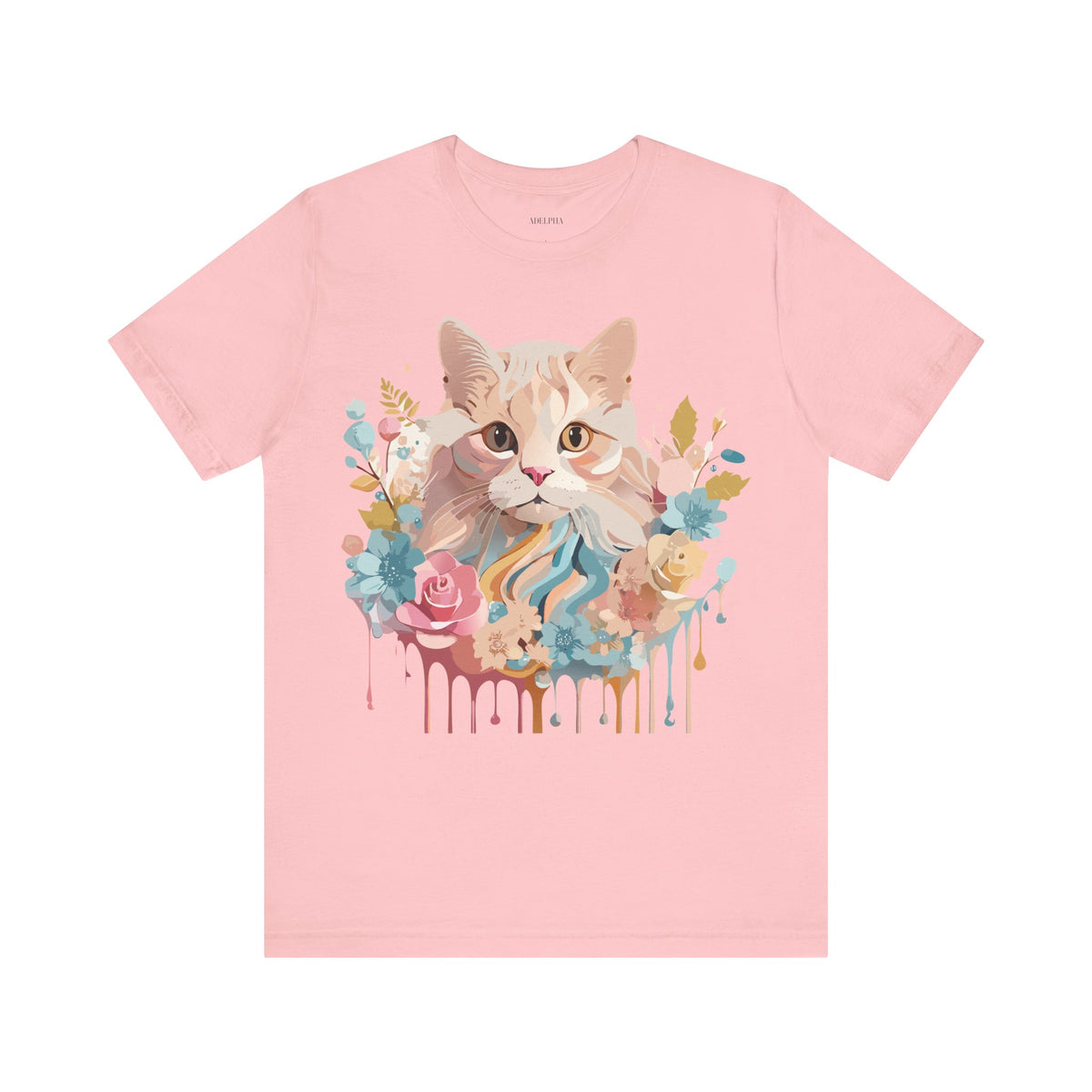 Cat Graphic Unisex Cotton Bella+Canvas Tee with Art Animal Design e110