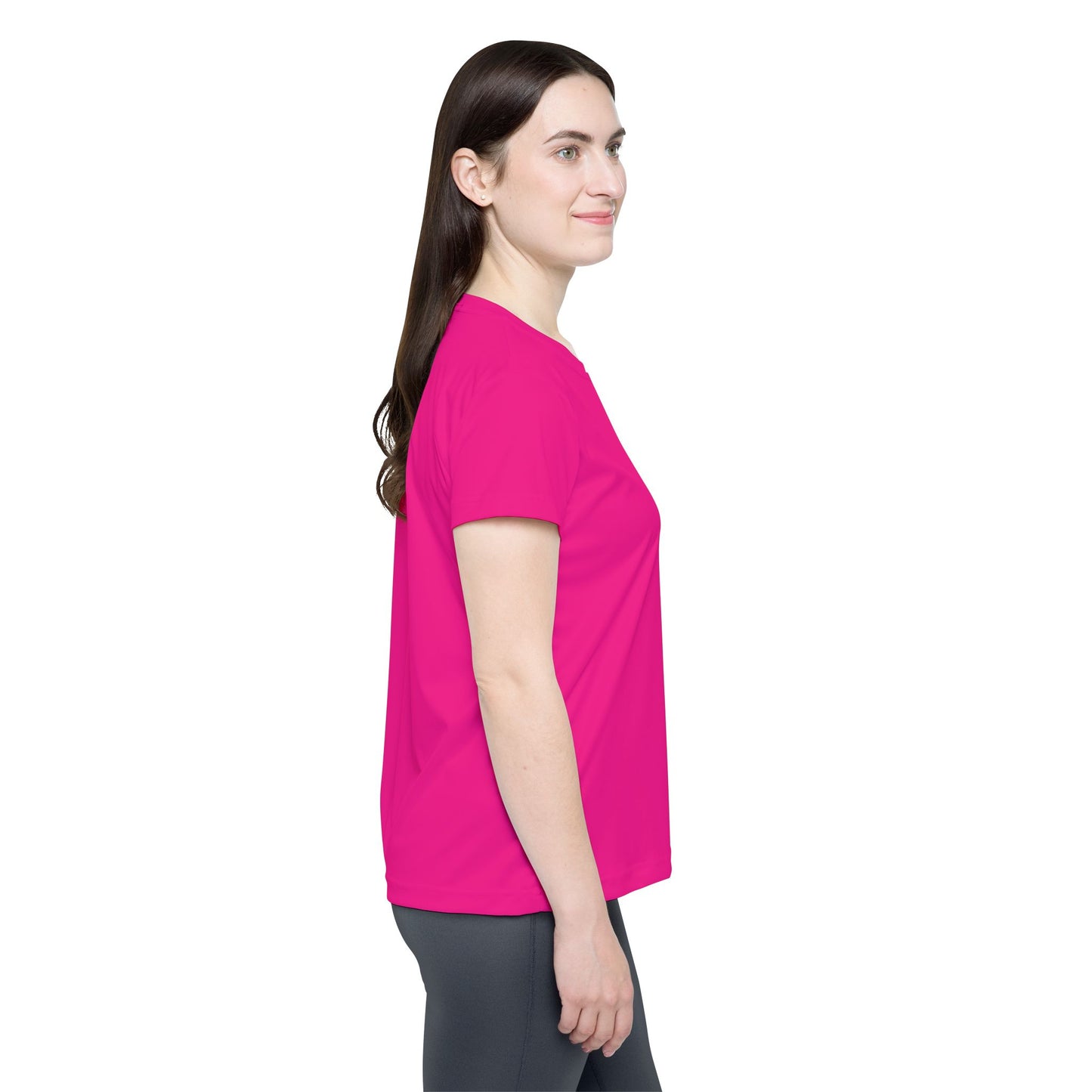Barbie Pink Women's Sports Jersey Short Sleeves 100% Poly Solid Hot Pink Color Print Athletic Tee