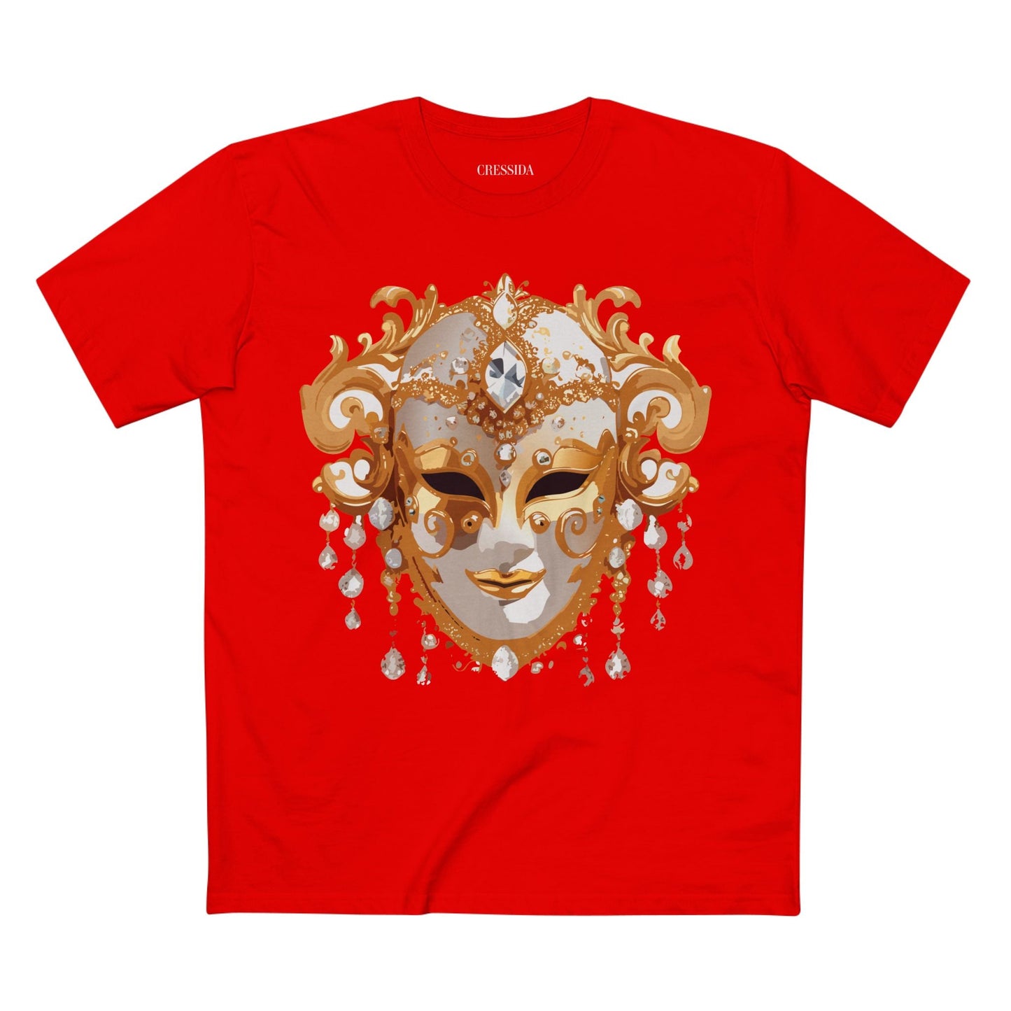Carnival Mask Graphic T-Shirt Unisex 100 Cotton With Antique Gold Art Design Tee 24