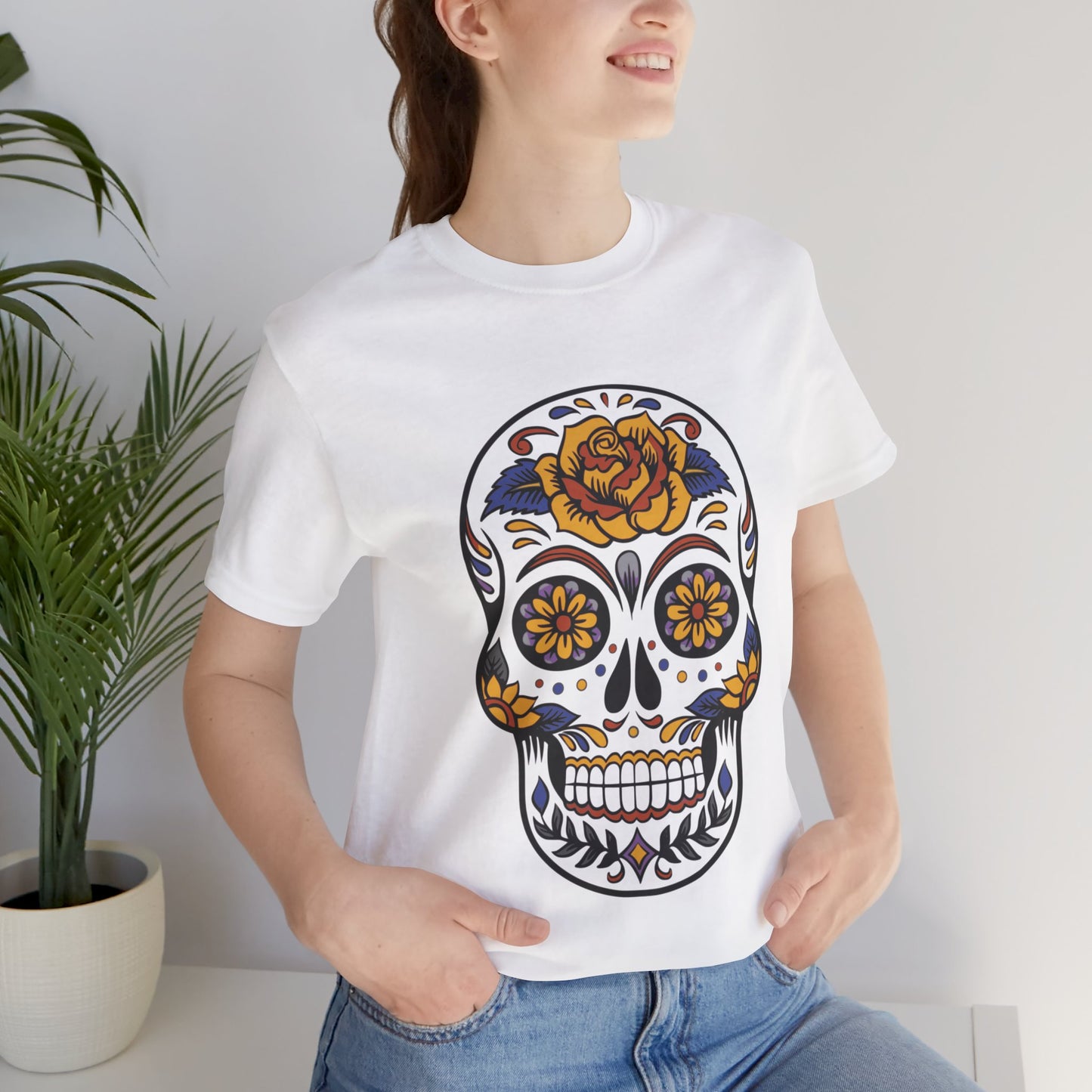 Unisex Cotton Tee Shirt with Skull