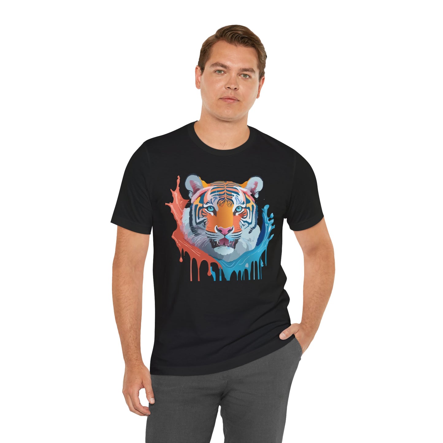 Unisex Tiger Tee, Animal Shirt, Tee Shirt with Tiger, Art T-Shirt, Animal Tees, Big Cat Shirt, Art Design T-Shirt 5
