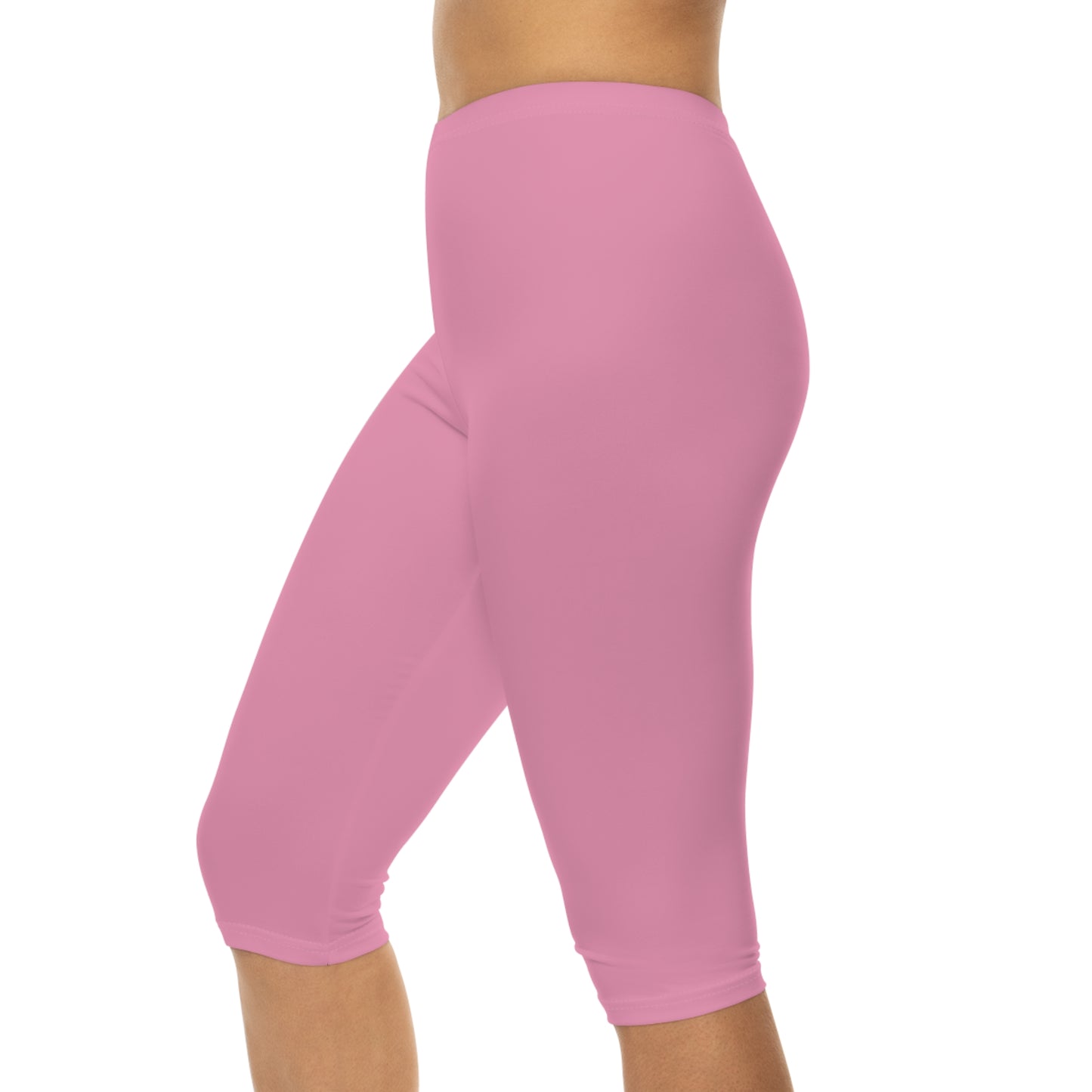Pink Mist Color Women's Brushed Suede Poly Span Casual Capri Leggings XS-2XL