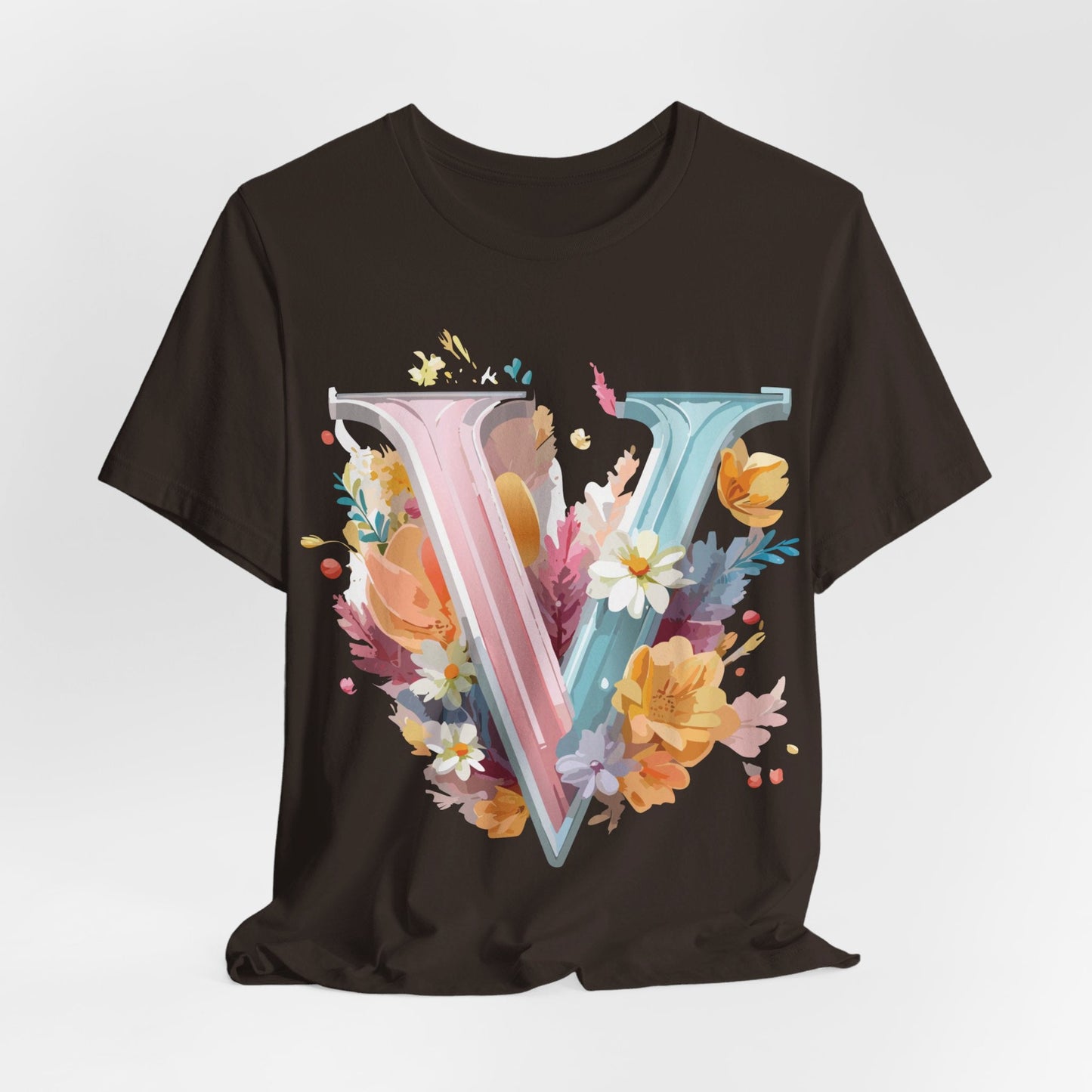 Letter V Shirt Graphic Tee Unisex Jersey Short Sleeve Vintage Inspired Artwork Adelpha