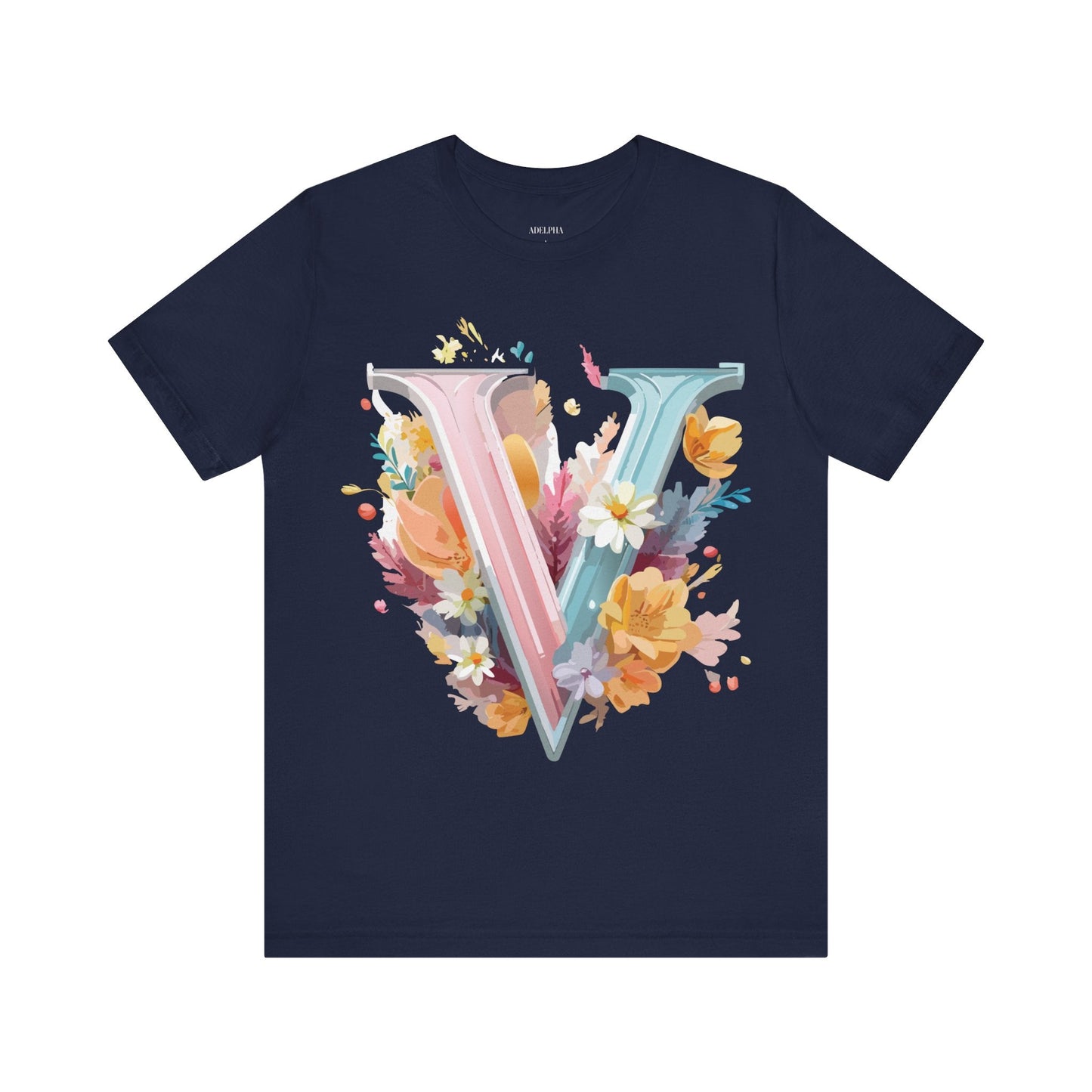 Letter V Shirt Graphic Tee Unisex Jersey Short Sleeve Vintage Inspired Artwork Adelpha