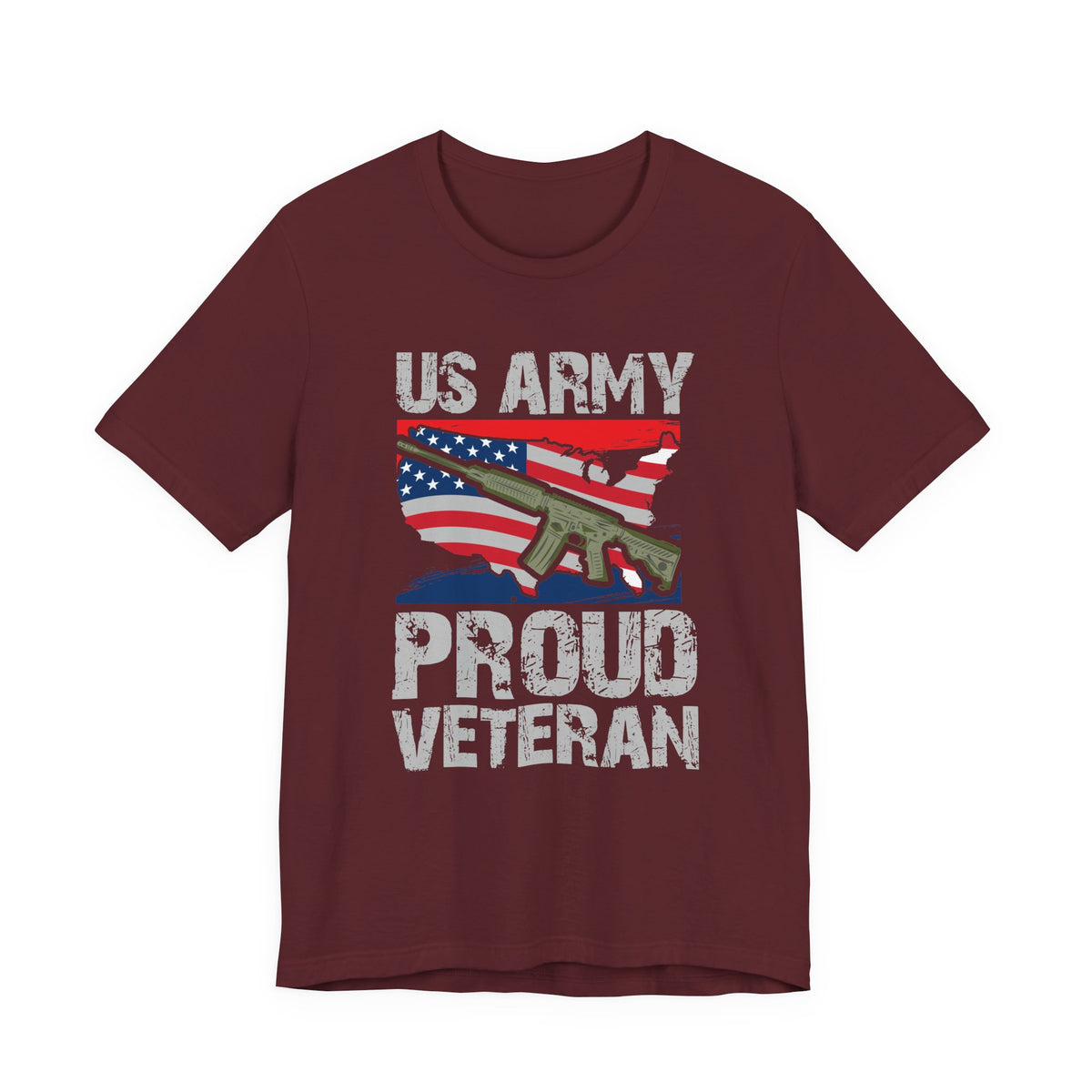 US Army Proud Veteran T-Shirt American Flag Rifle Graphic Unisex Cotton v21
