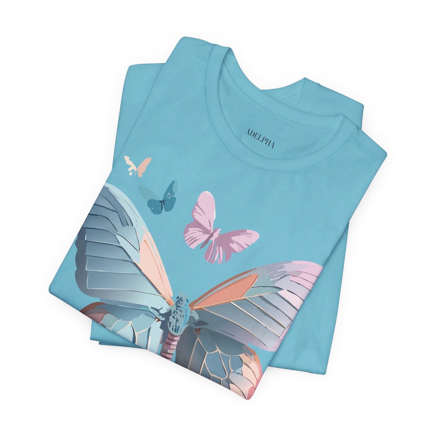 Butterfly Graphic Short Sleeve Tee Unisex Vintage Art Shirt By Adelpha