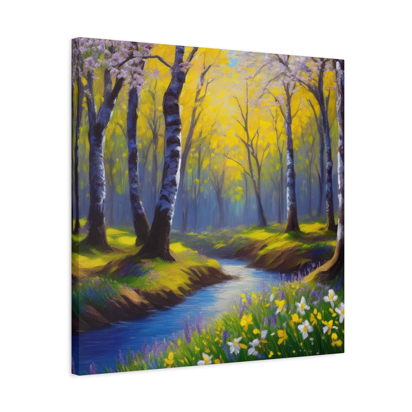 Spring Forest Print Canvas, Oil Paint Print 20x20, 24x24, 30x30, 32x32, 36x36 Art Design Print Pine-Wood Inner Frame MC-93