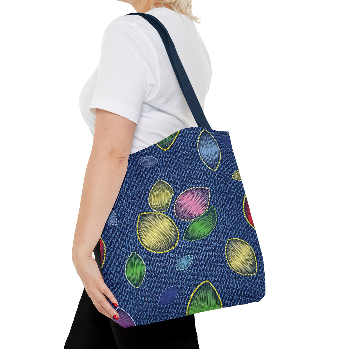 Denim Fabric Imitation Print Unisex Canvas Bag Poly Spun 3 Sizes Tote Bag 152