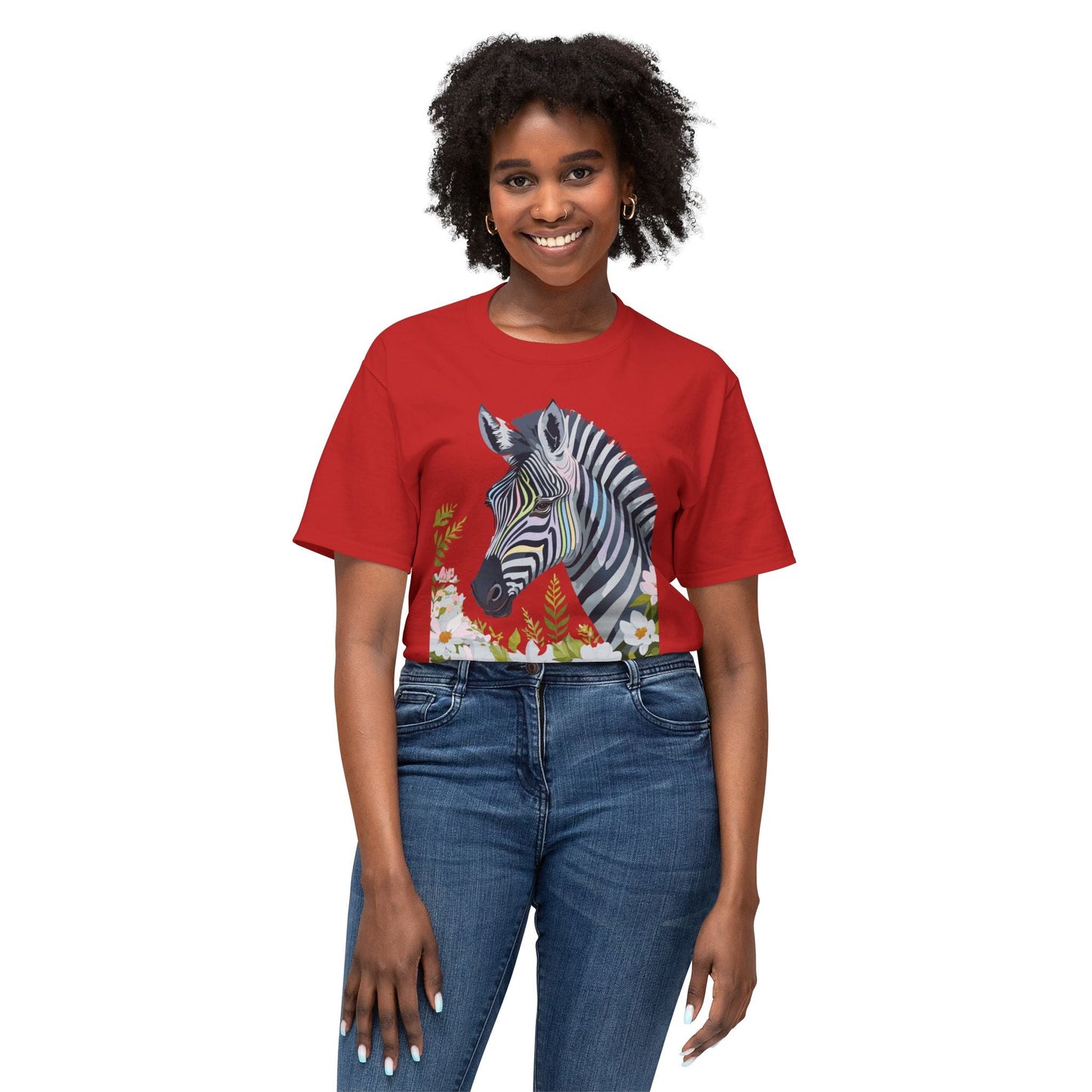 Unisex Zebra Art Design T Shirt With Floral Print HD Cotton Premium USA Made Jersey