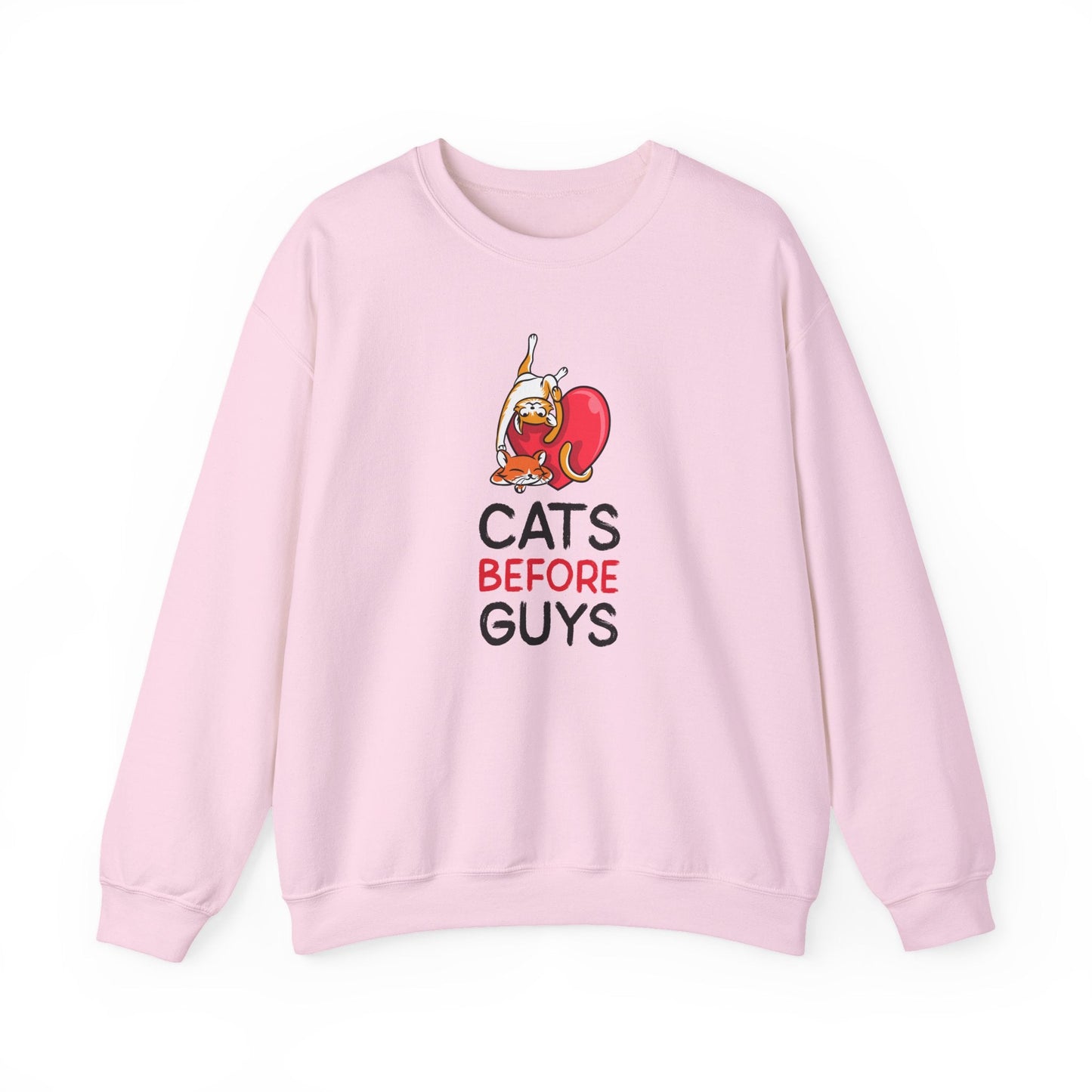 Cat Heart Sweatshirt Unisex Valentines Day 50 50 Cotton Poly Heavy Blend Crewneck Sweatshirt