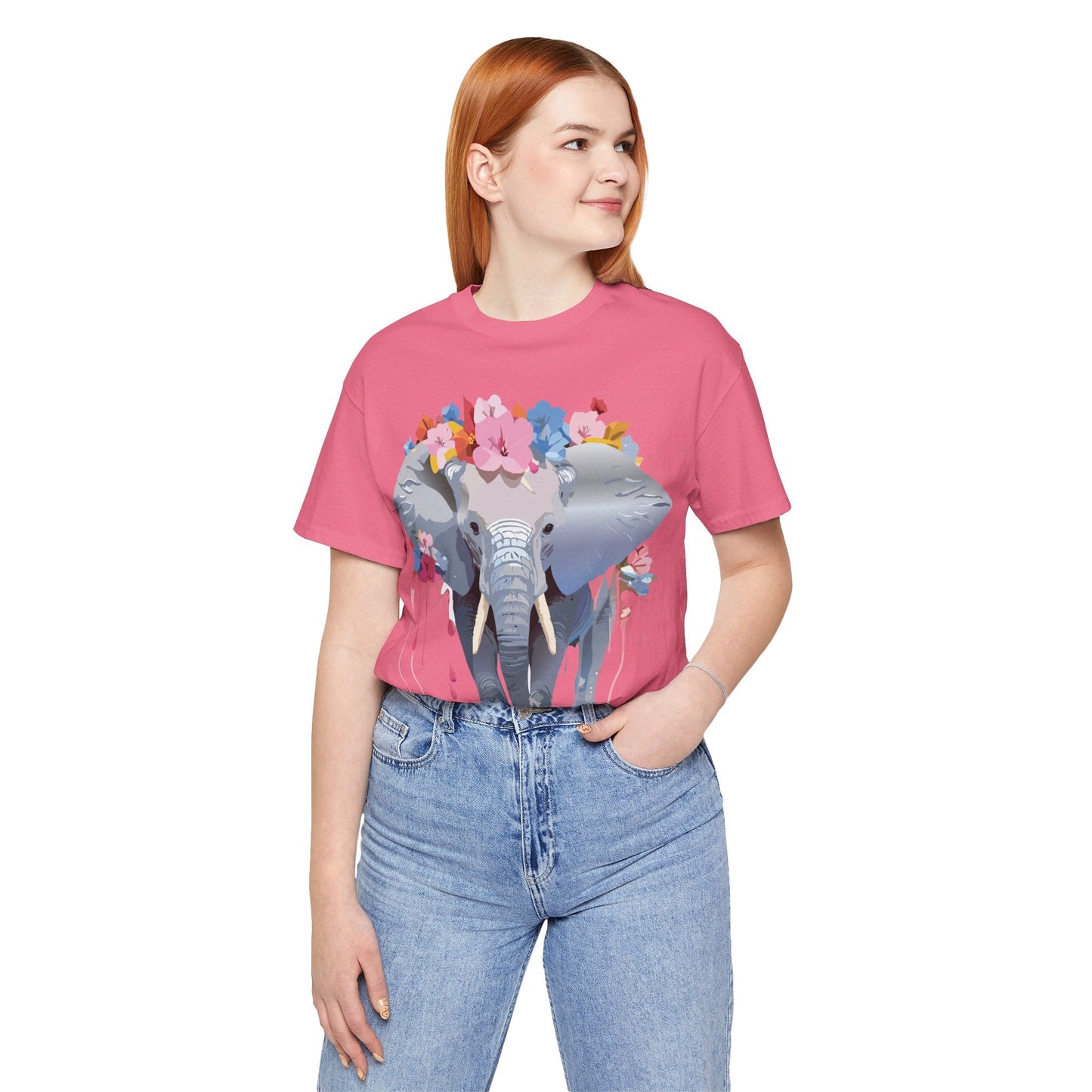 Elephant Graphic Tee Unisex Short Sleeve Jersey With Vintage Inspired Adelpha Artwork