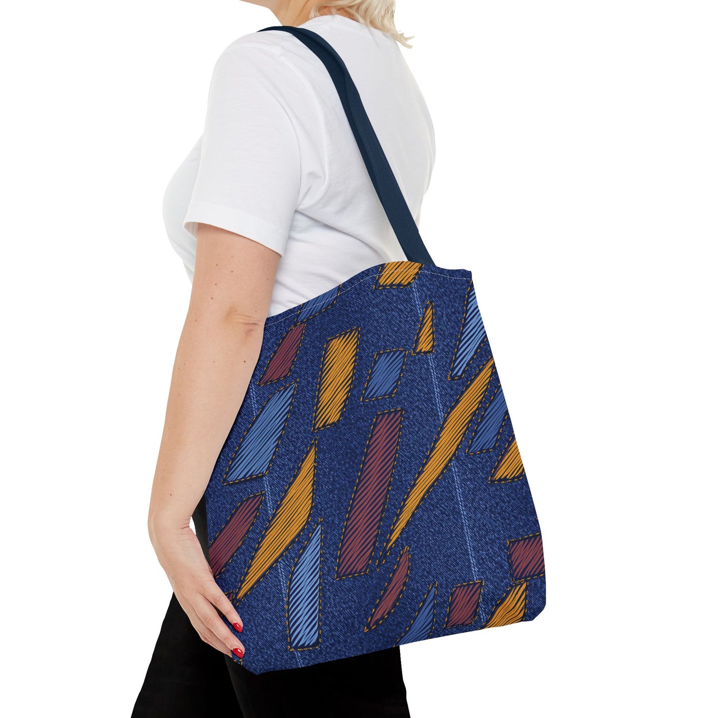 Denim Fabric Imitation Print Unisex Canvas Bag Poly Spun 3 Sizes Tote Bag 149