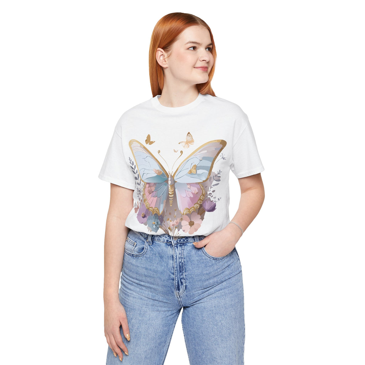 Butterfly Graphic Unisex Cotton Bella+Canvas Tee with Art Design n24