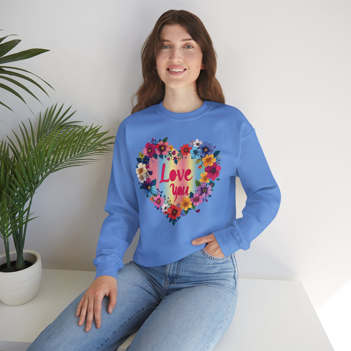Floral Love You Heart Sweatshirt, Floral Heart Sweatshirt, Floral Love Sweatshirt, Valentine's Day Sweatshirt, Floral Sweatshirt 111