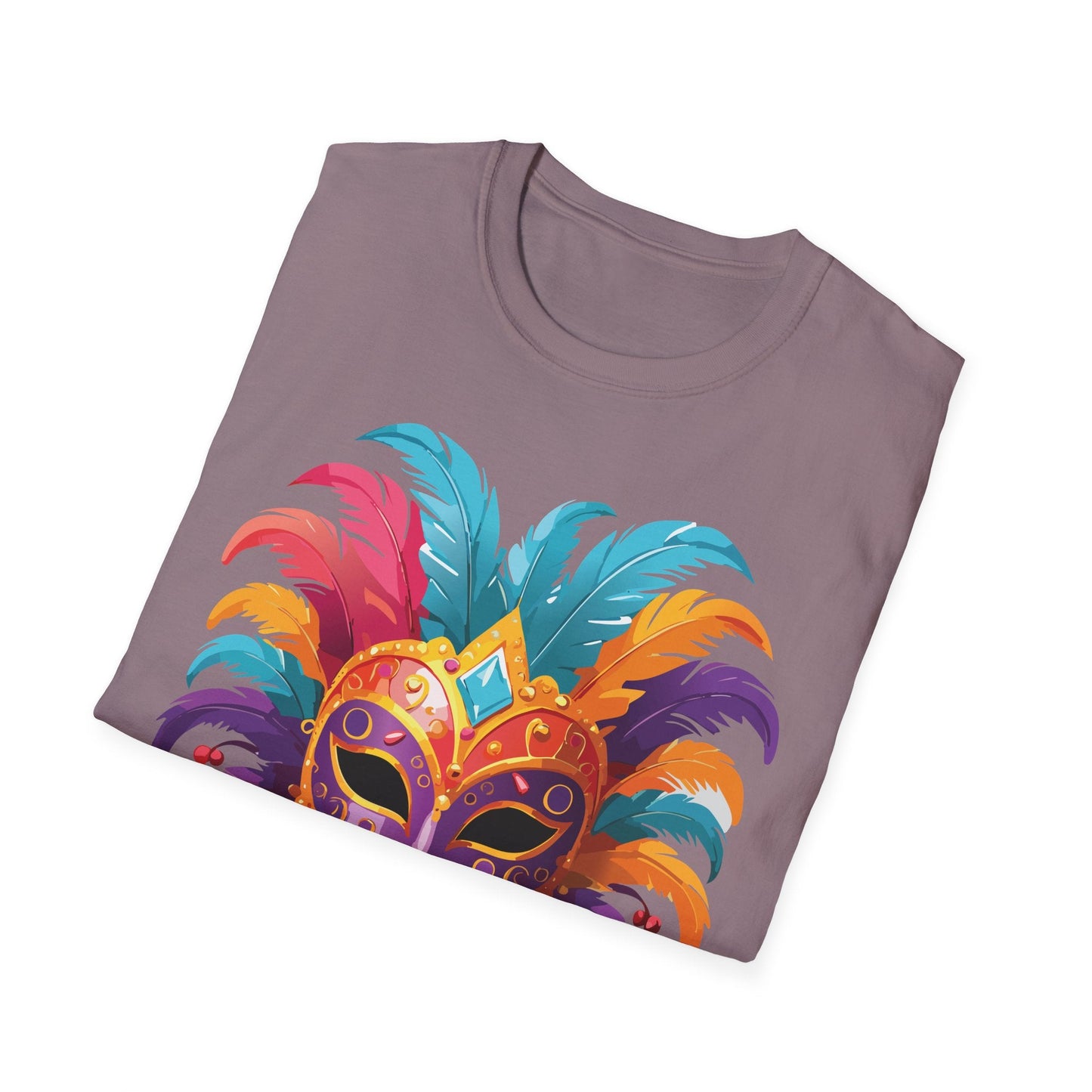 Unisex Gildan Softstyle Mask Tee Shirt With Art Design Casual Everyday Wear Masquerade Tee