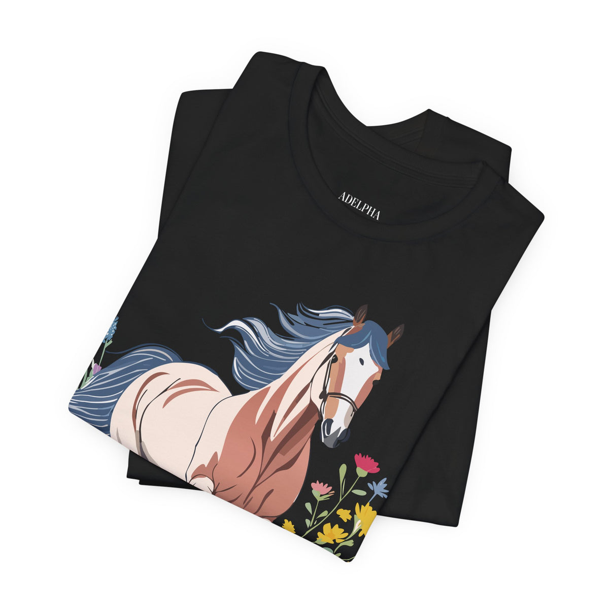 Horse Graphic Unisex Cotton Bella+Canvas Tee with Art Animal Design e32