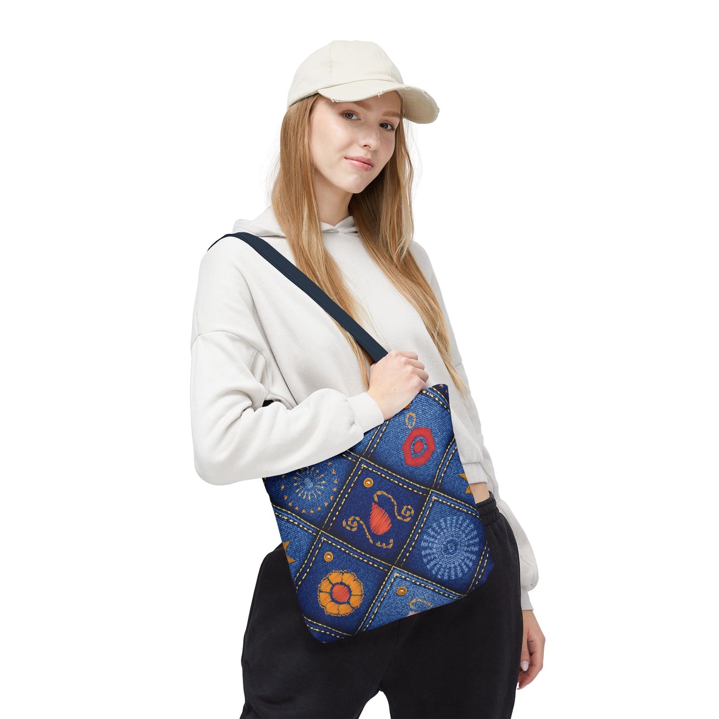 Diwali Graphic Denim Fabric Imitation Print Unisex Canvas Bag Poly Spun 3 Sizes Tote Bag 205-4