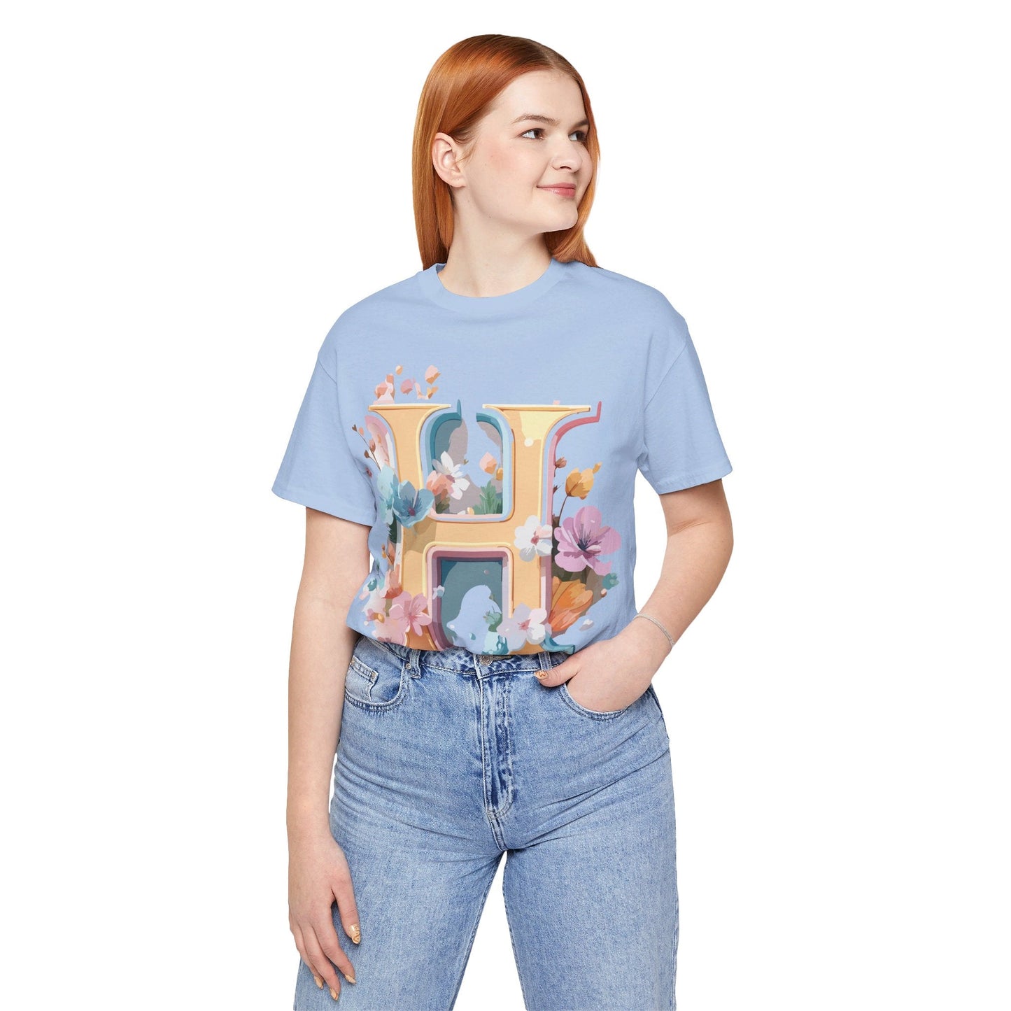 Adelpha Letter H Graphic Tee Unisex Jersey Short Sleeve Vintage Inspired Art Design Shirt