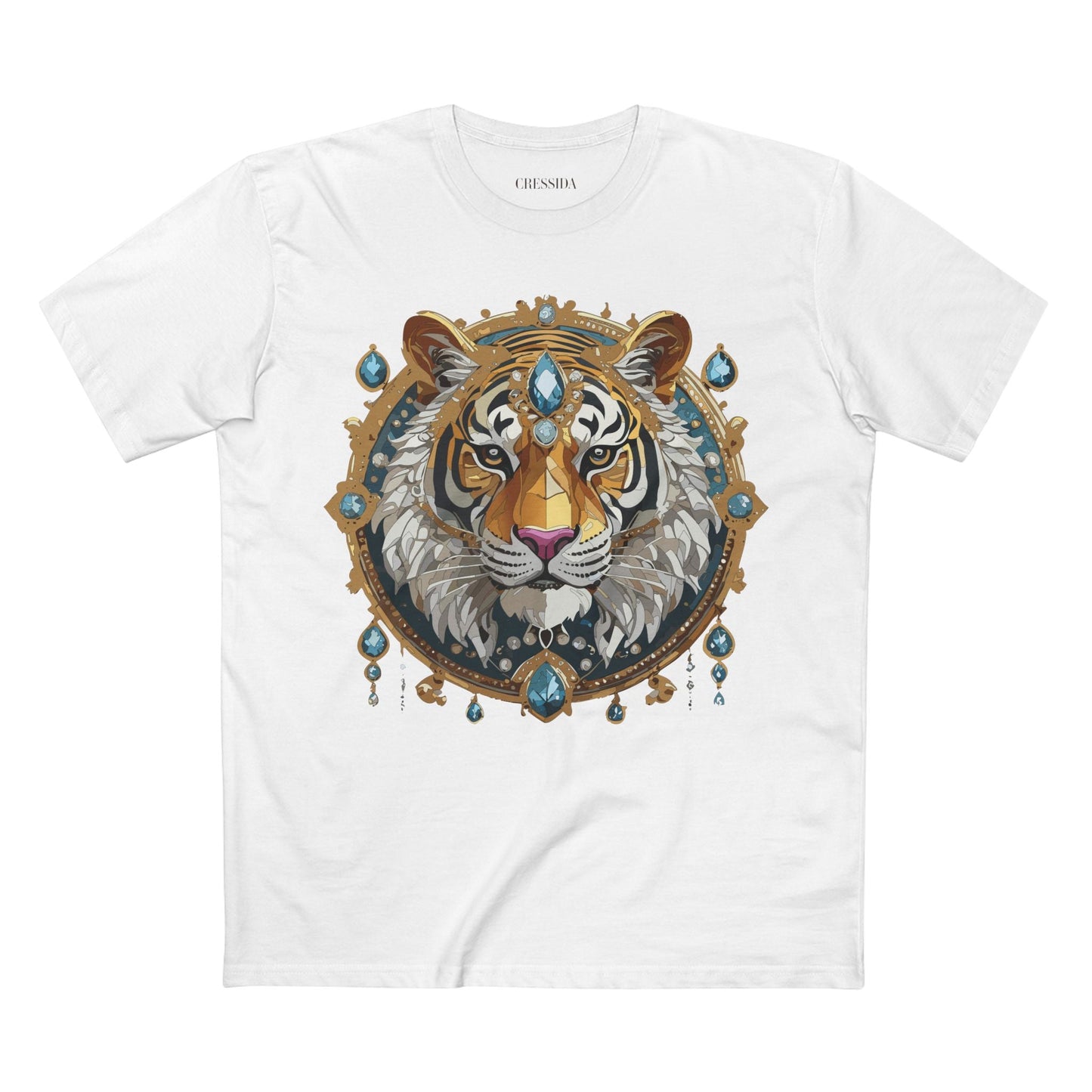 Tiger Graphic Unisex 100 Cotton Tee With Unique Animal Golden Medallion Art Design 51