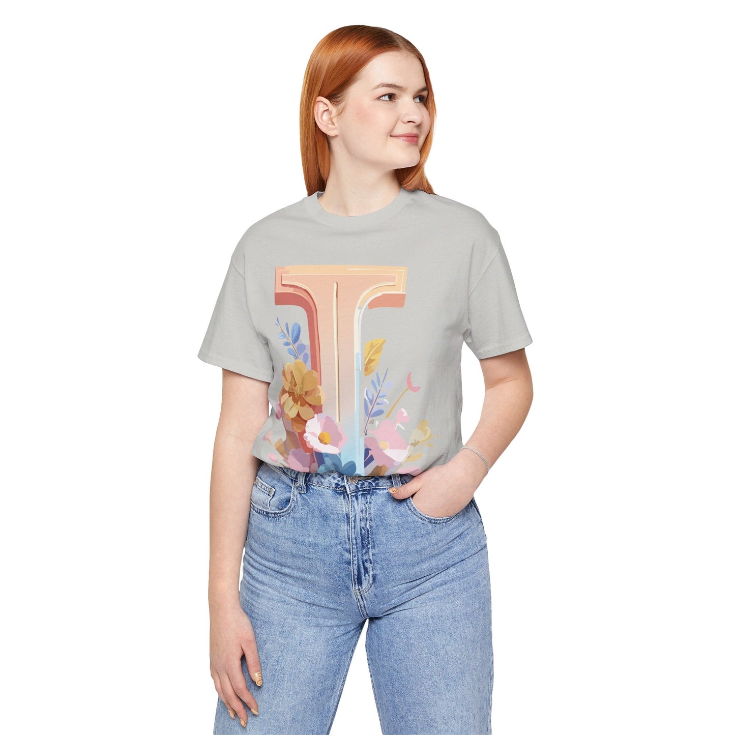 Vintage Inspired Letter I Shirt Unisex Graphic Tee Short Sleeve by Adelpha Premium
