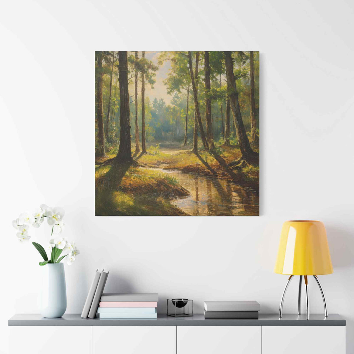 Forest Print Canvas, Trees Oil Paint Print 20x20, 24x24, 30x30, 32x32, 36x36 Art Design Print Pine-Wood Inner Frame MC-72