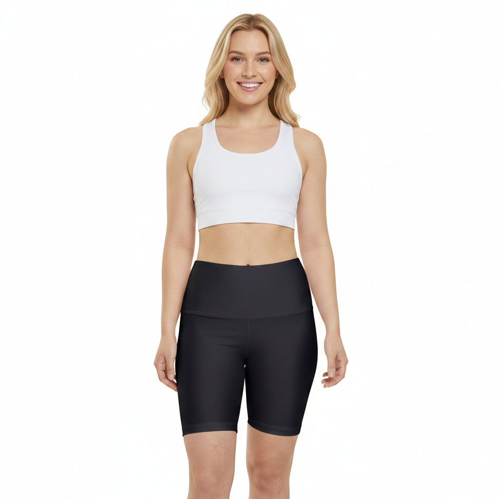 Shadow Grey Women's Black High-Waist Workout Shorts — Seamless Active Biker Shorts for Gym & Yoga