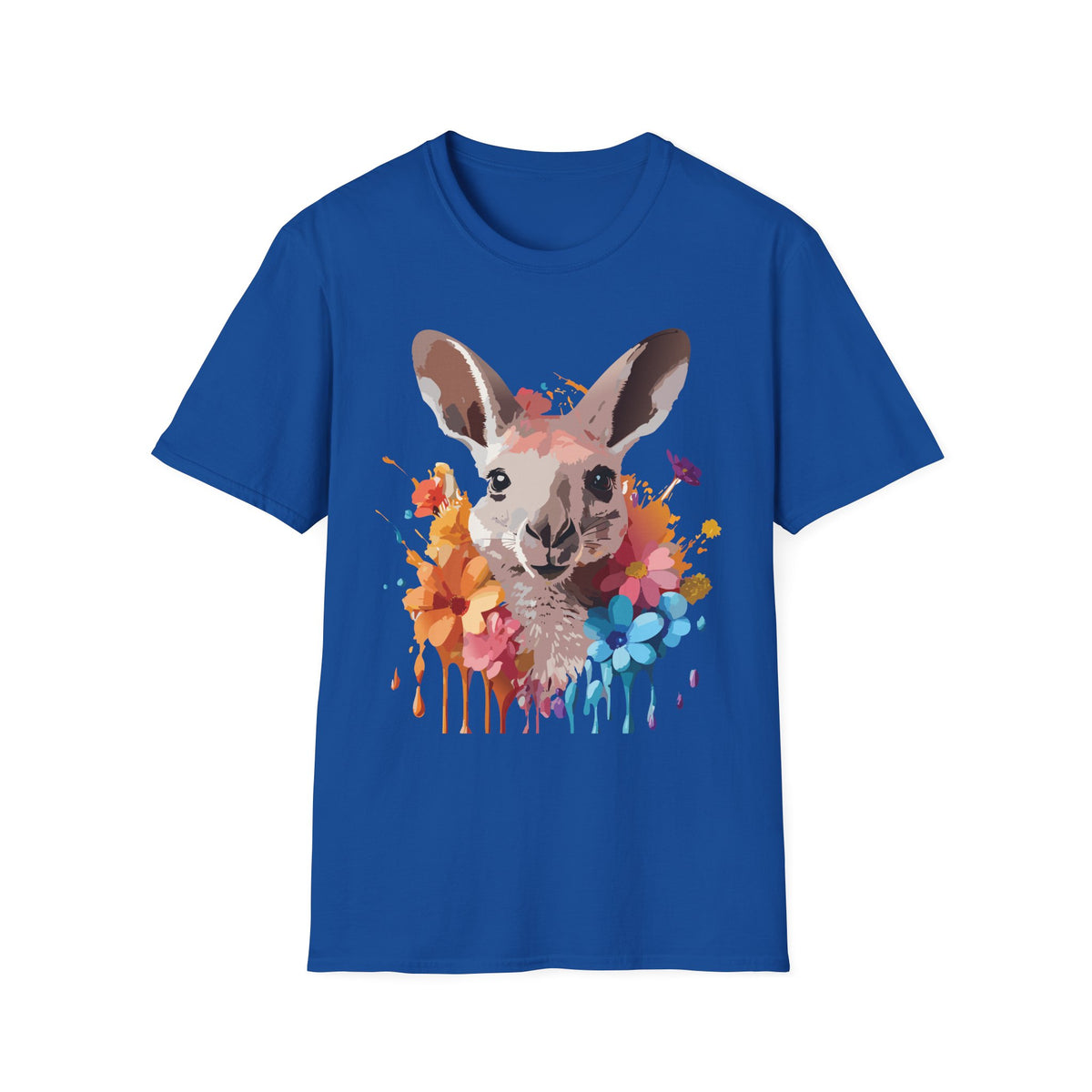 Colorful Watercolor Kangaroo T-Shirt | Splash Floral Wildlife Tee