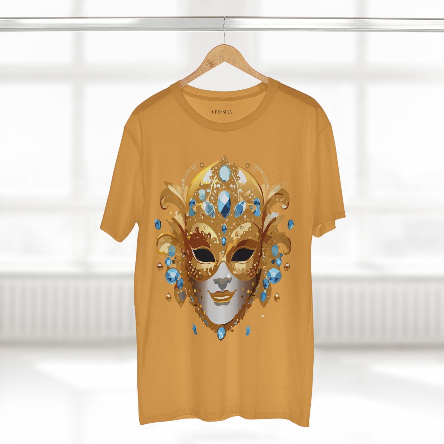 Carnival Mask Graphic T-Shirt Unisex 100 Cotton With Antique Gold Art Design Tee 21