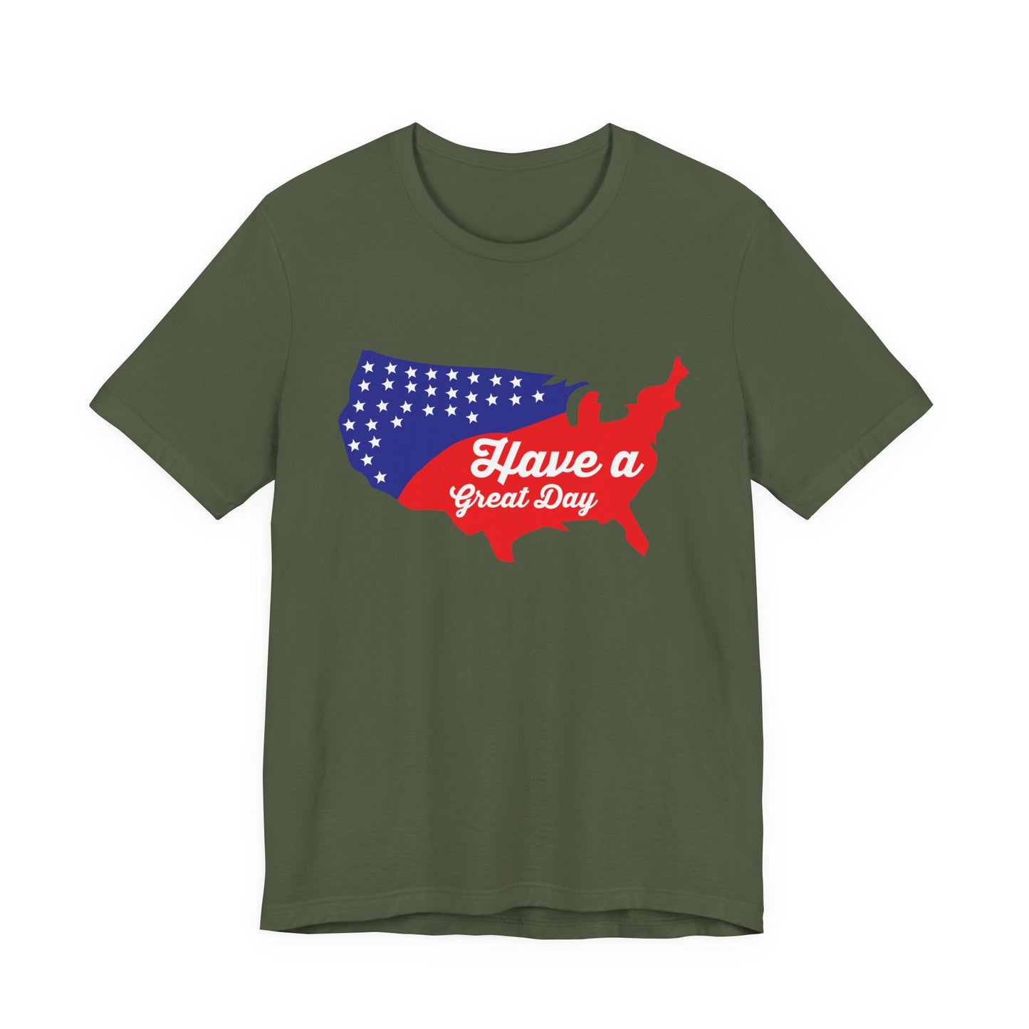 USA Map Patriotic Graphic Unisex Cotton T-Shirt 021