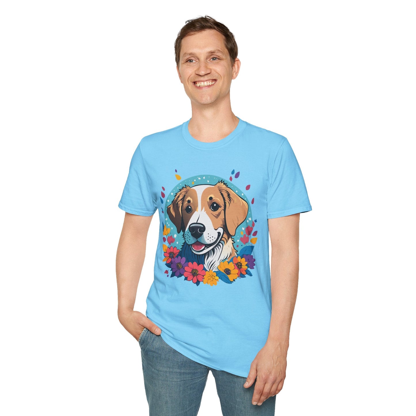 Unisex Dog Shirt Animal Print Tee Gildan Softstyle 64000 Cotton