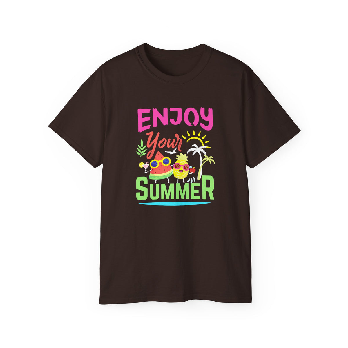 Enjoy Your Summer Tee | Tropical Pineapple Palm Tree Beach Shirt
