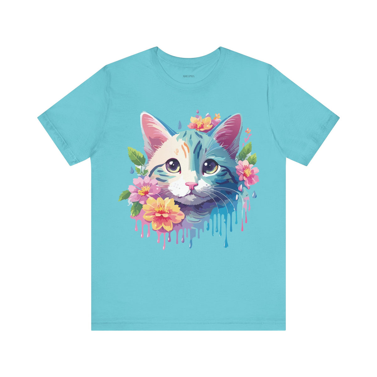 Cat Graphic Unisex Cotton Bella+Canvas Tee with Art Animal Design e107