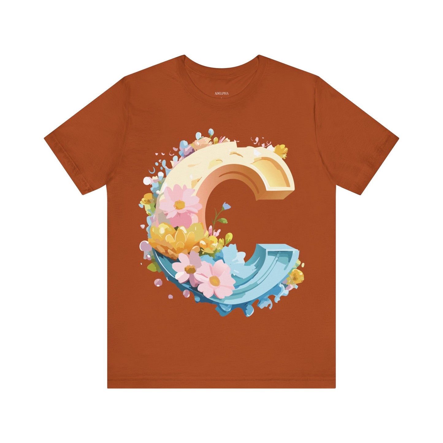 Letter C Graphic Tee Premium Unisex Vintage Art Design Shirt By Adelpha Short Sleeve