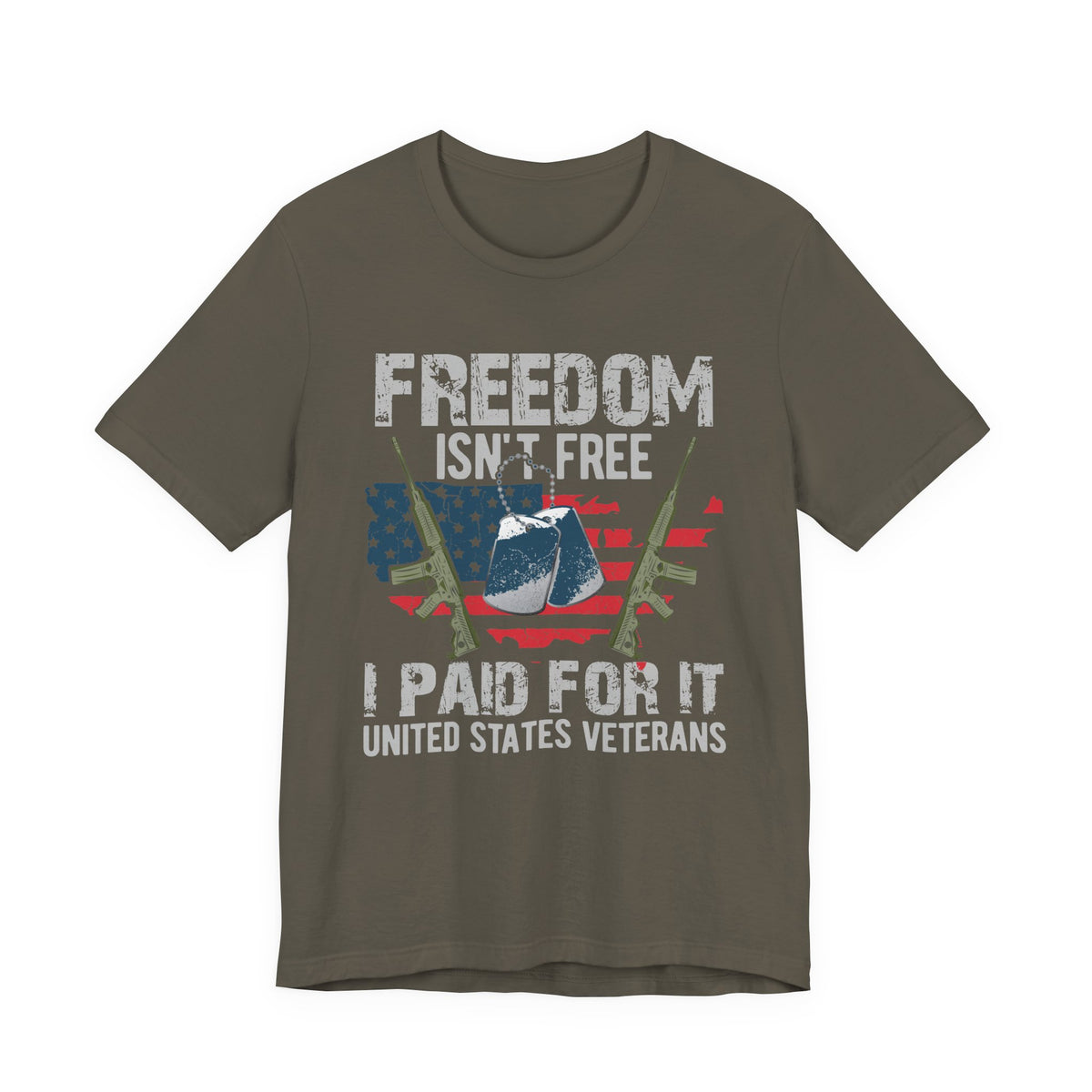 Freedom Isn't Free Paid For It Veterans T-Shirt American Flag Military Helmet Unisex Cotton v20