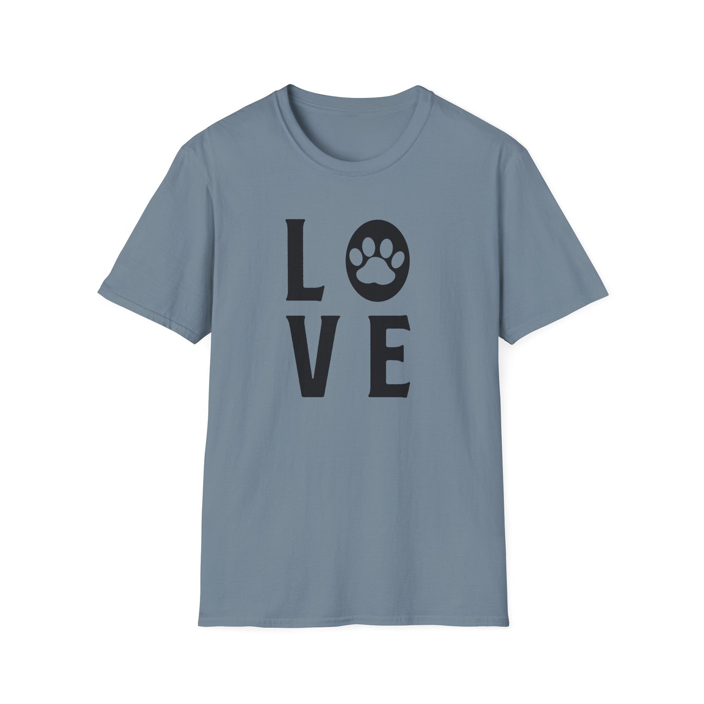 Love Paw T-Shirt Unisex Cotton Short Sleeves Pet Lover Tee with Paw Print