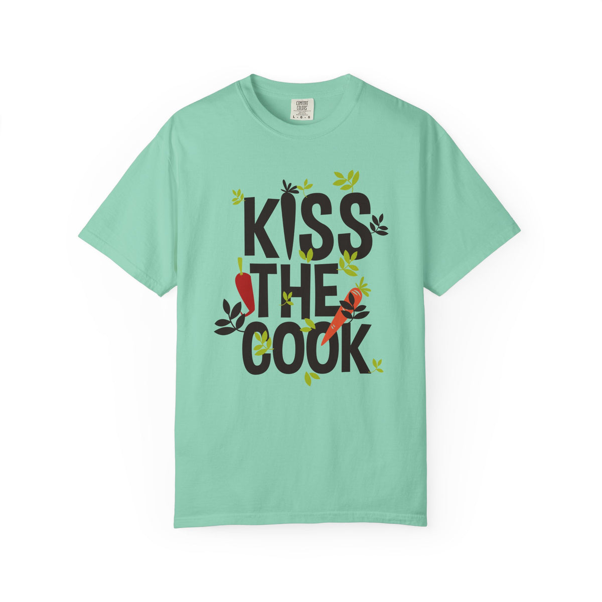 Kiss The Cook Chef Kitchen Cooking Graphic Unisex Comfort Colors Garment-Dyed Heavyweight 100 Cotton Art Design T-Shirt w6