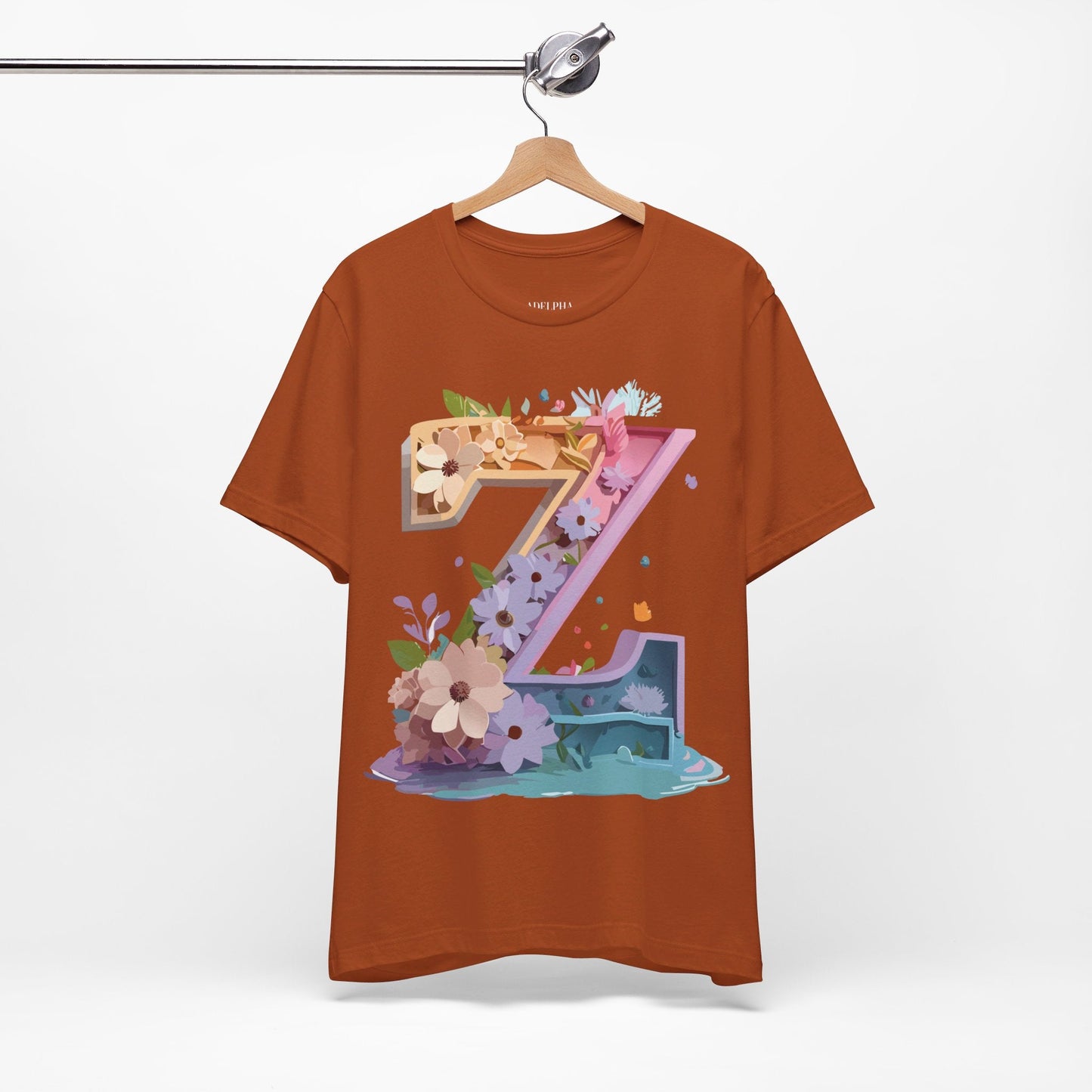 Letter Z Shirt Unisex Graphic Tee Adelpha Vintage Inspired Artwork Short Sleeve Jersey