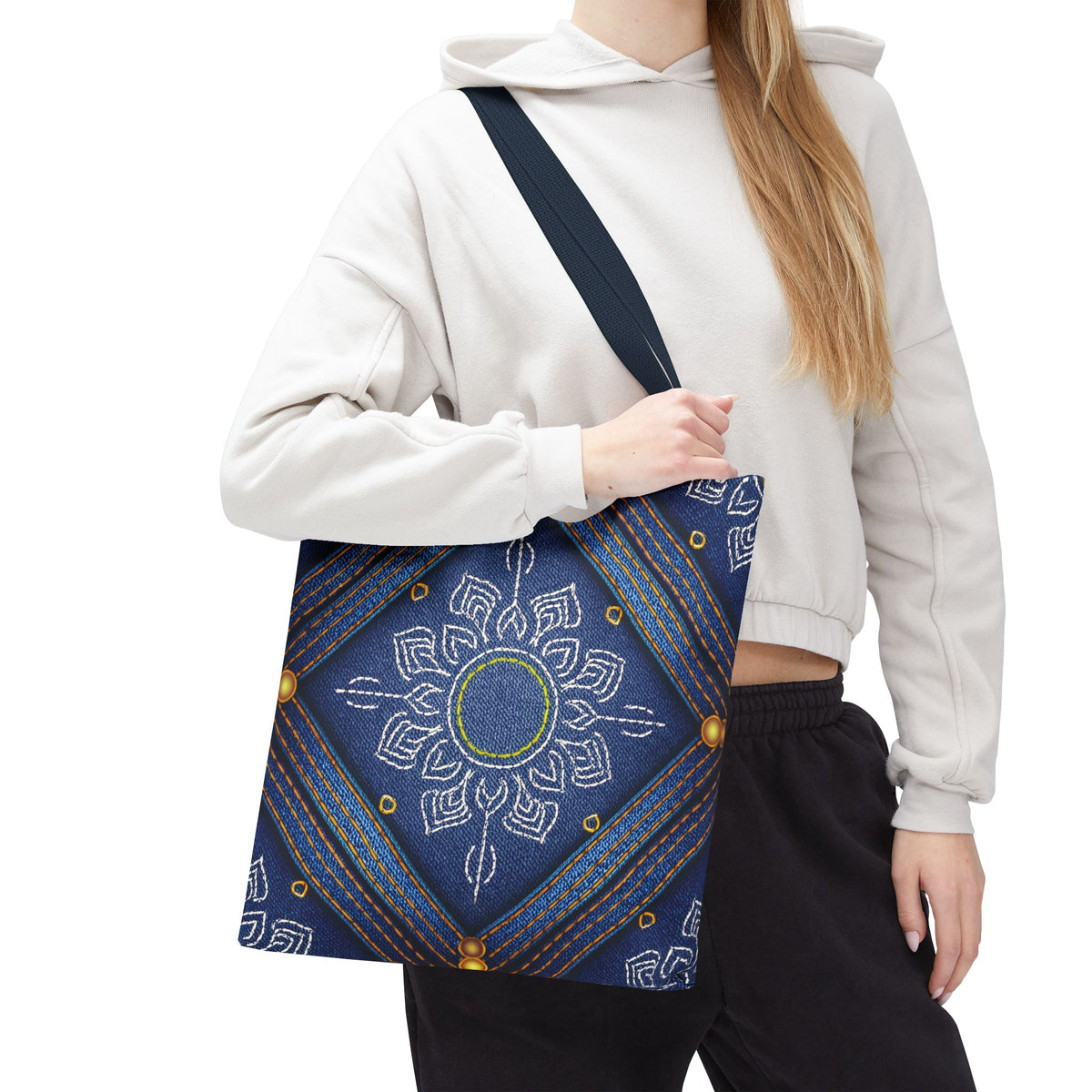 Diwali Graphic Denim Fabric Imitation Print Unisex Canvas Bag Poly Spun 3 Sizes Tote Bag 205-6