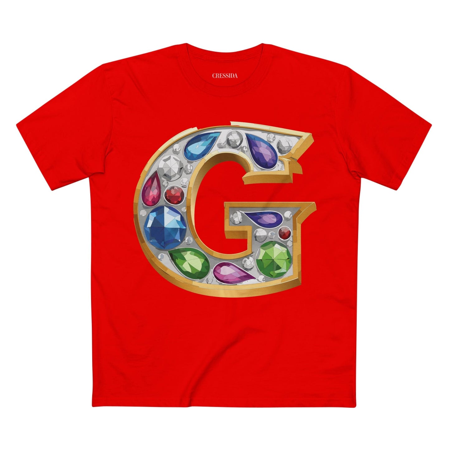 Letter G Graphic Design Tee Unisex 100 Cotton With Antique Gold Letters Artwork T-Shirt