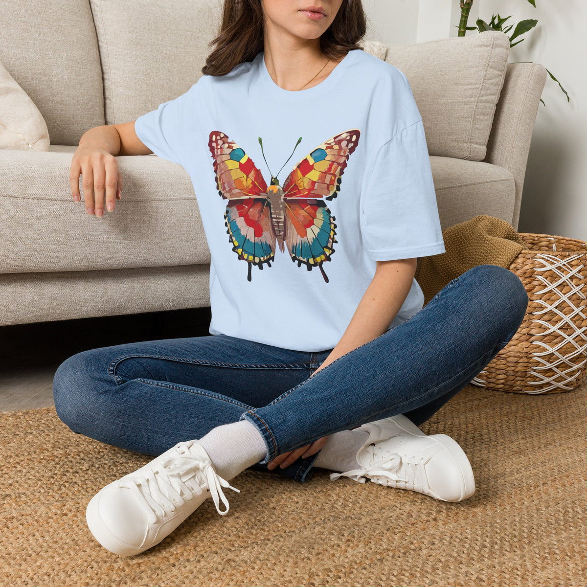 Colorful Butterfly T-Shirt – Nature Lover Gift Graphic Tee Unisex 100 Cotton Gildan T-Shirt