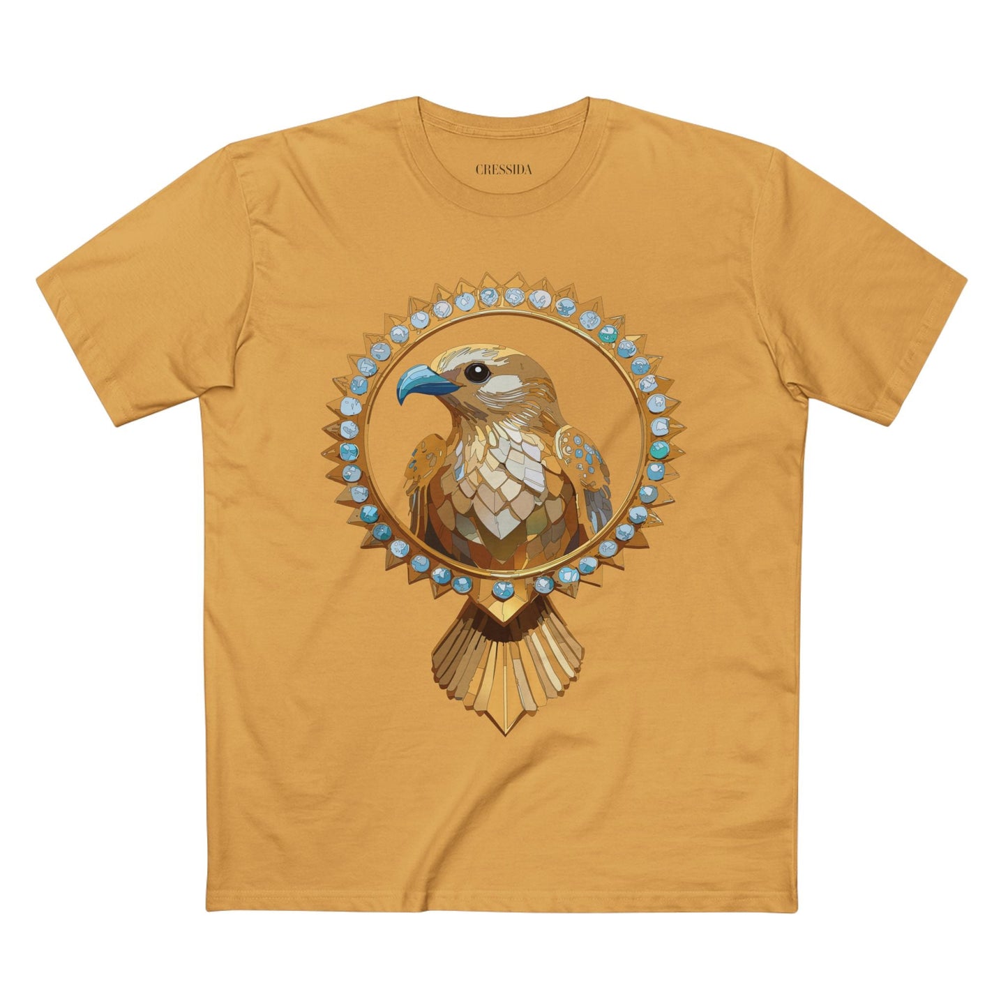 Bird Graphic Unisex 100 Cotton Tee With Unique Animal Golden Medallion Art Design 18