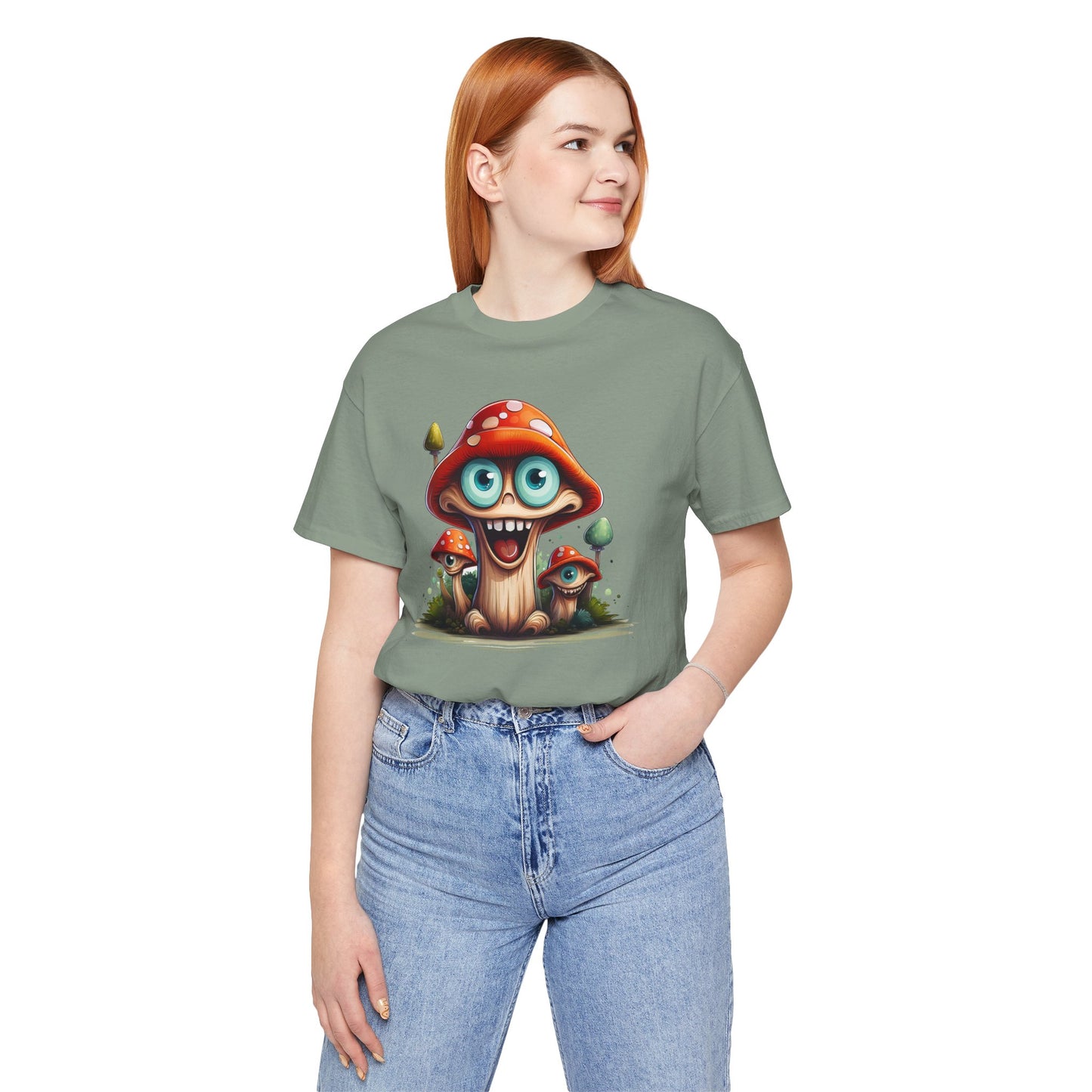 Cute Mushroom Graphic Tee, Fun Cartoon Shirt, Funny Mushroom Shirt, Cute Cartoon Tees, Graphic T-Shirt, Art Design T-Shirt