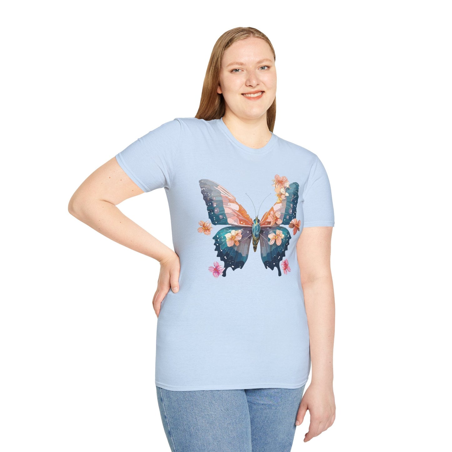 Butterfly Shirt Unisex T Shirt Monarch Print Gildan Softstyle 64000 Ring Spun Cotton Tee