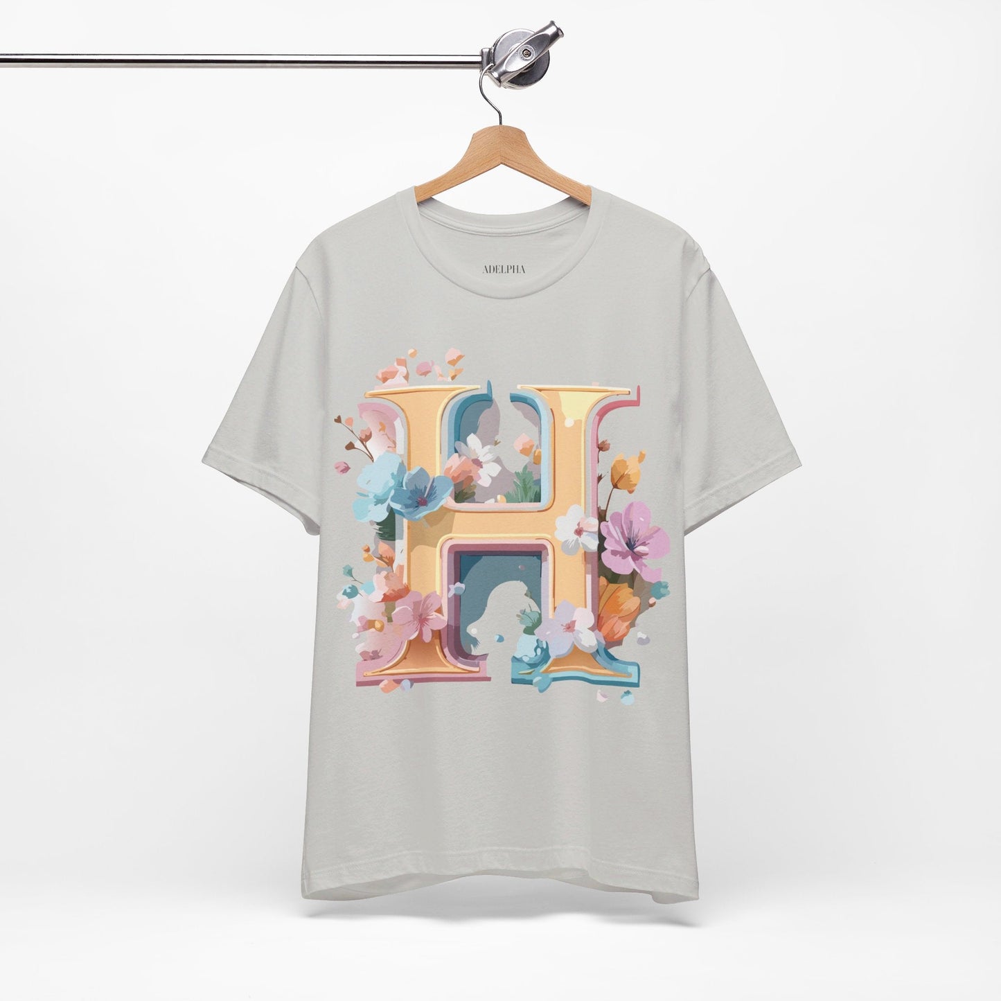 Adelpha Letter H Graphic Tee Unisex Jersey Short Sleeve Vintage Inspired Art Design Shirt