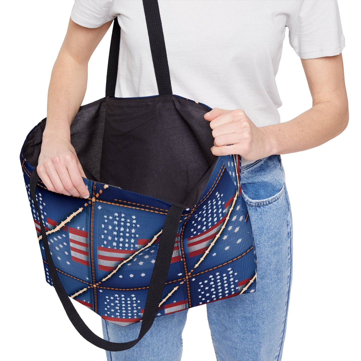 4th of July Denim Color Imitation Print Unisex  Yoga Bag  Spun Poly 24x13 Canvas Bag 72