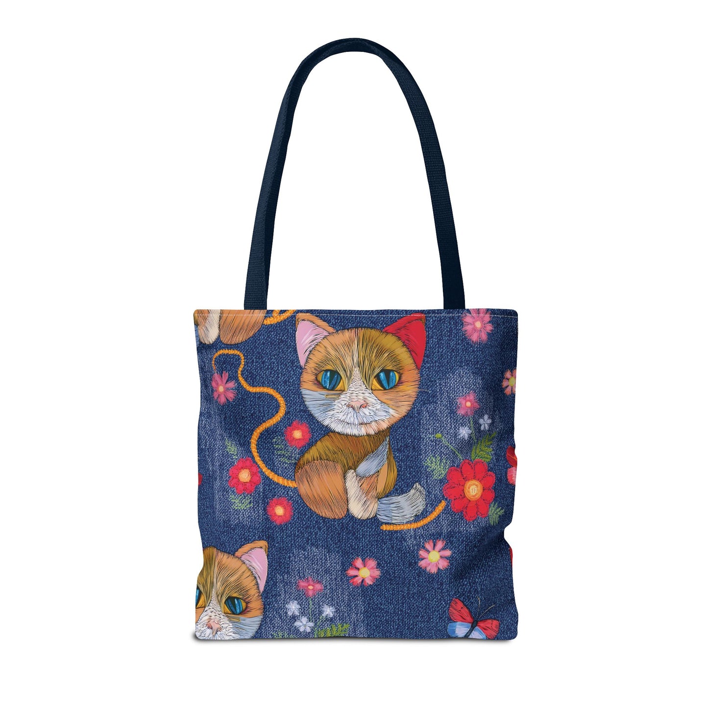 Denim Fabric Imitation Print Unisex Canvas Bag Poly Spun 3 Sizes Tote Bag 190-12