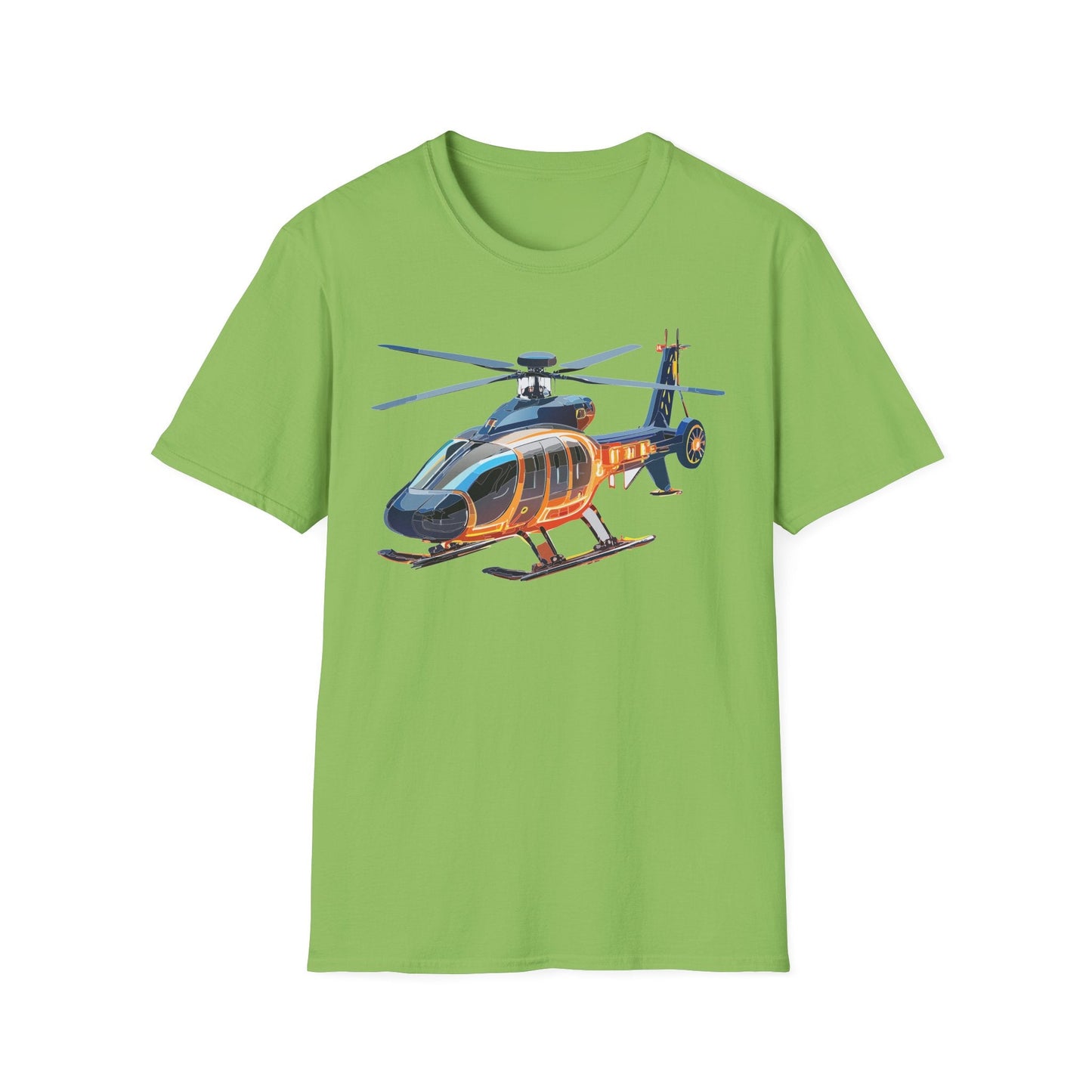 Unisex Helicopter Graphic T Shirt Softstyle 64000 Short Sleeve Chopper Tee For Everyday Comfort