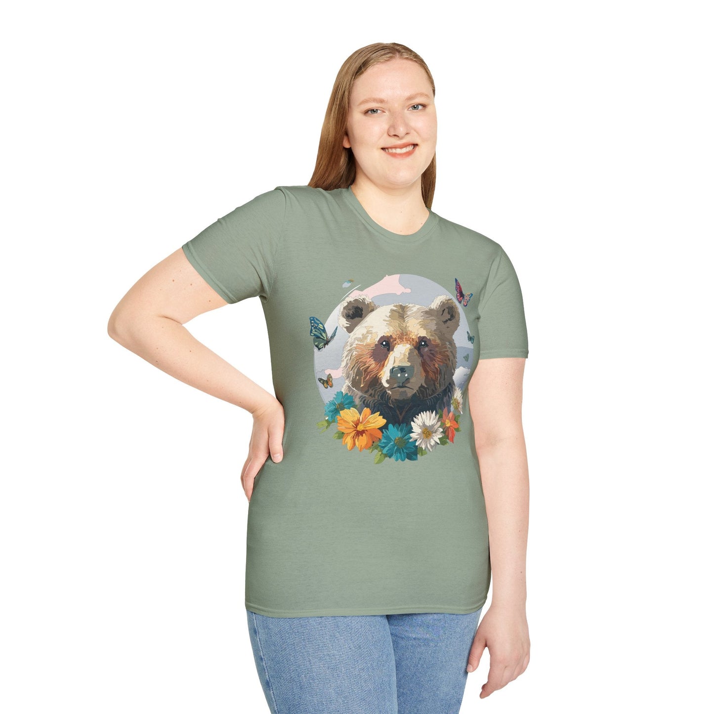 Bear T Shirt Unisex Gildan Softstyle Cotton Tee With Teddy Bear Design Lightweight Comfort