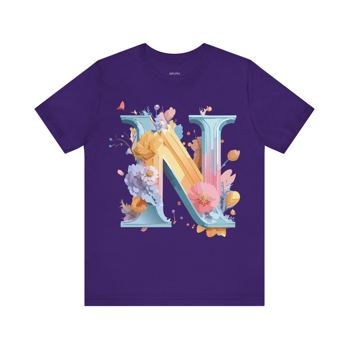 Letter N Graphic Unisex Cotton Bella+Canvas Tee with Art Letter Design