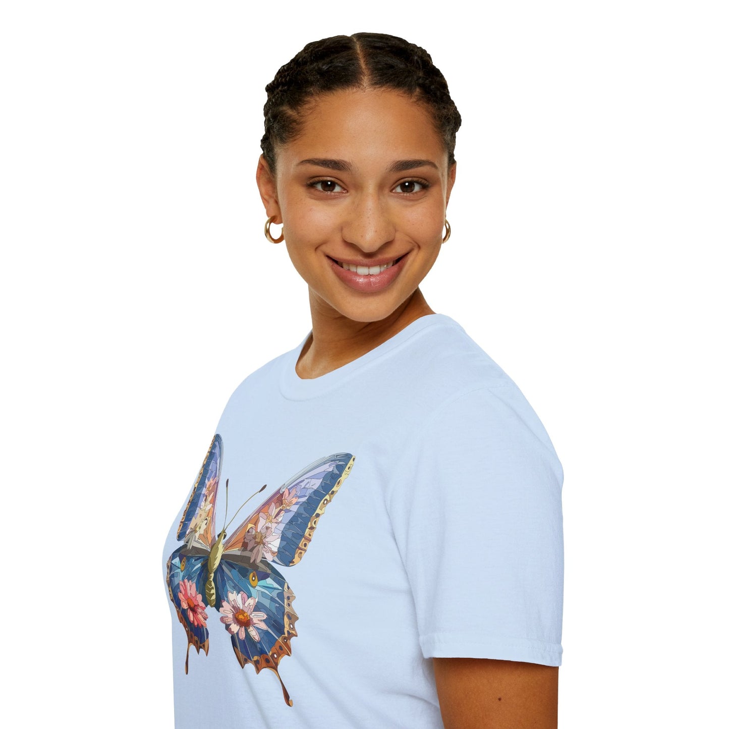 Butterfly T Shirt Unisex Softstyle 64000 Gildan Monarch Design 100 Percent Ring Spun Cotton Tee